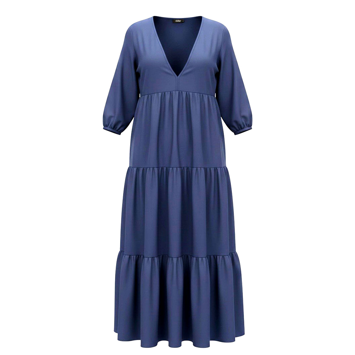 Olivia Long Dress Navy Blue Linen Blend L - Hand Made In Italy REDUCED - SALE