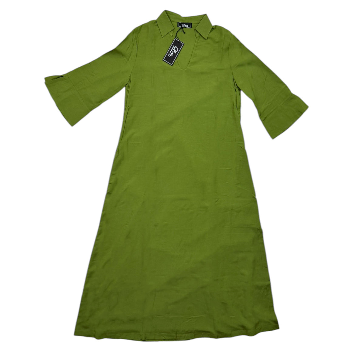 Olivia Short Kaftan Olive Linen Viscose - Women Beachwear Hand Made In Italy