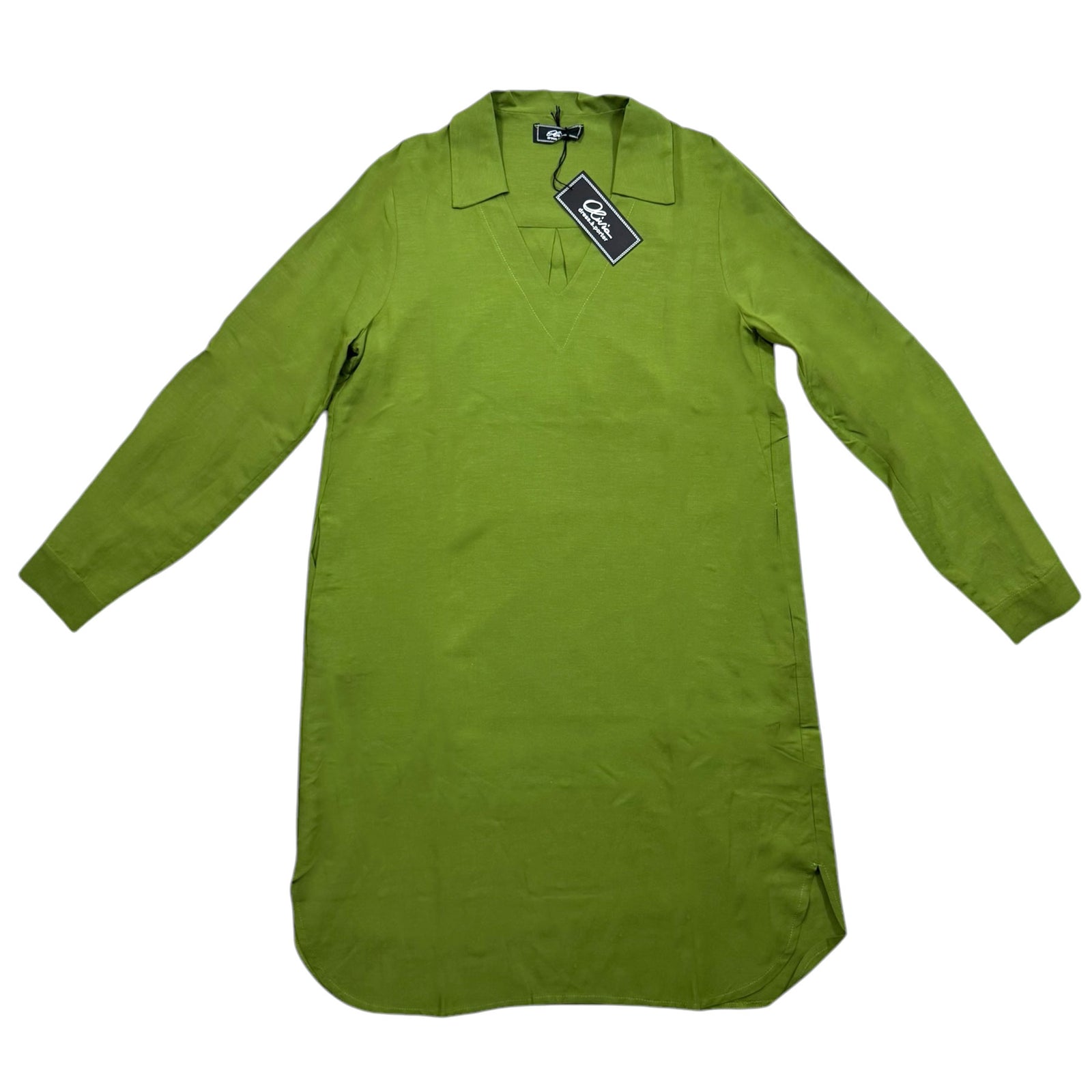 Olivia Short Kaftan Olive Green - Women Beachwear Hand Made In Italy