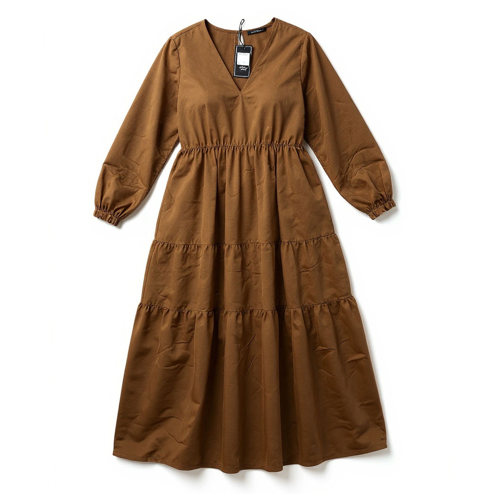 Olivia Kaftan Kaftan Dress Tabacco Brown S - Linen - Women Beachwear Hand Made In Italy SALE