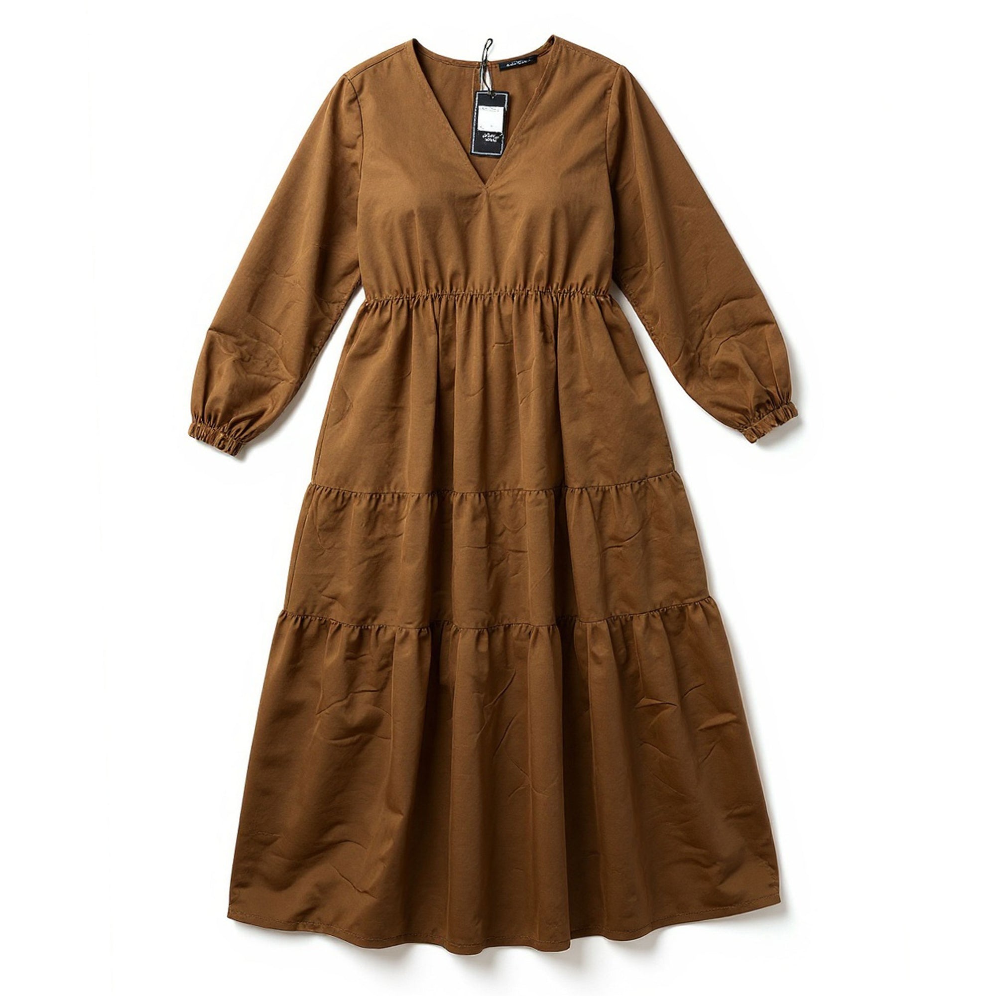 Olivia Kaftan Kaftan Dress Tabacco Brown S - Linen - Women Beachwear Hand Made In Italy SALE