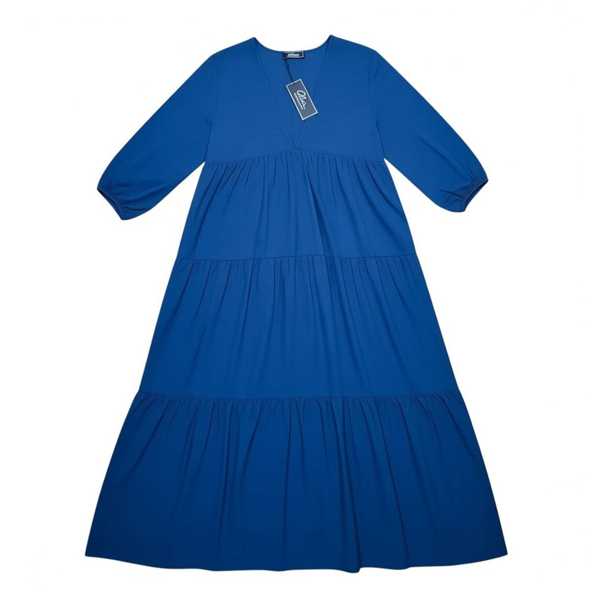 Olivia Long Dress Navy Blue Linen Viscose