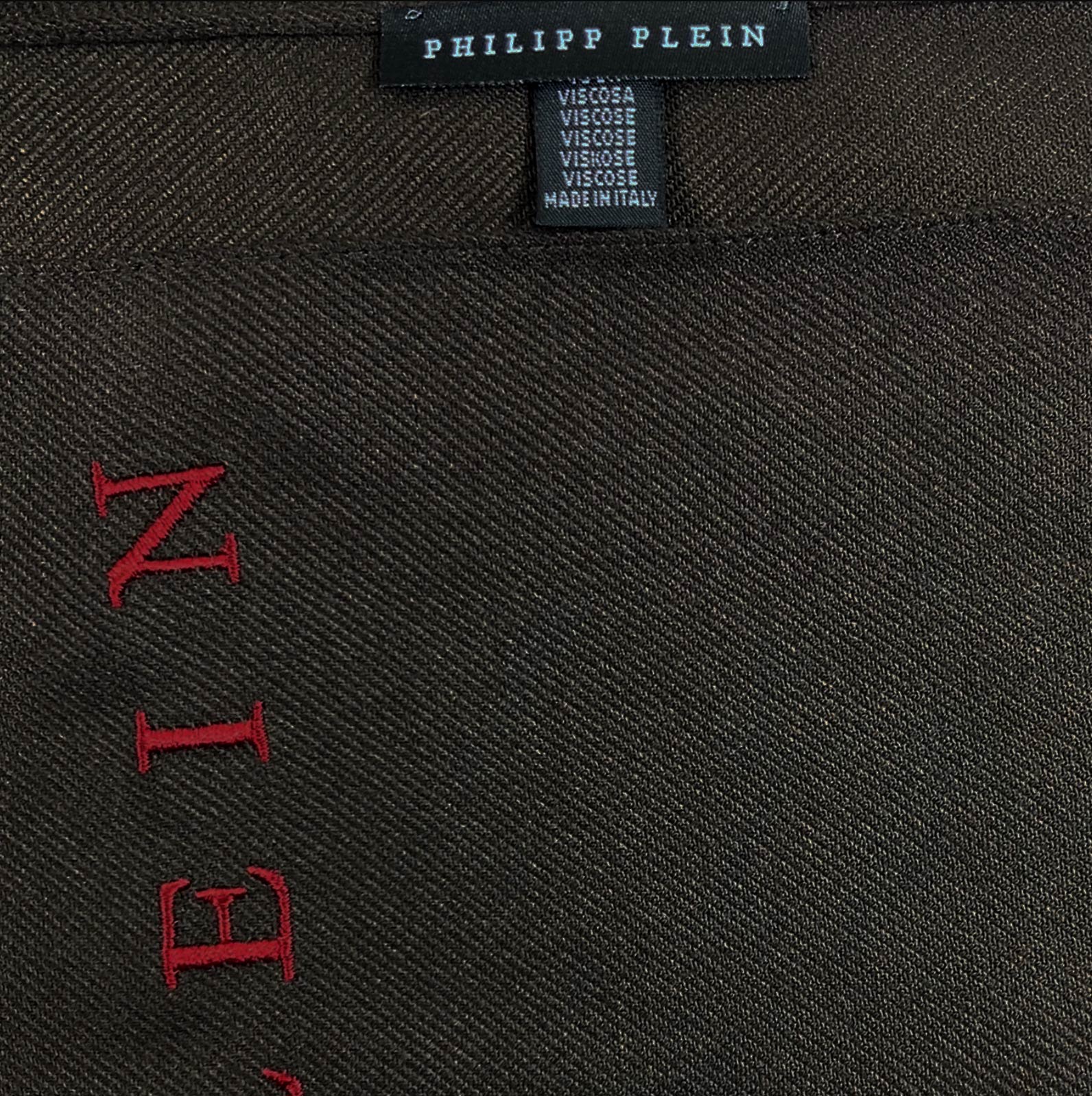 Philipp Plein Scarf Dark Brown Logo Designer Shawl Made In Italy FINAL SALE