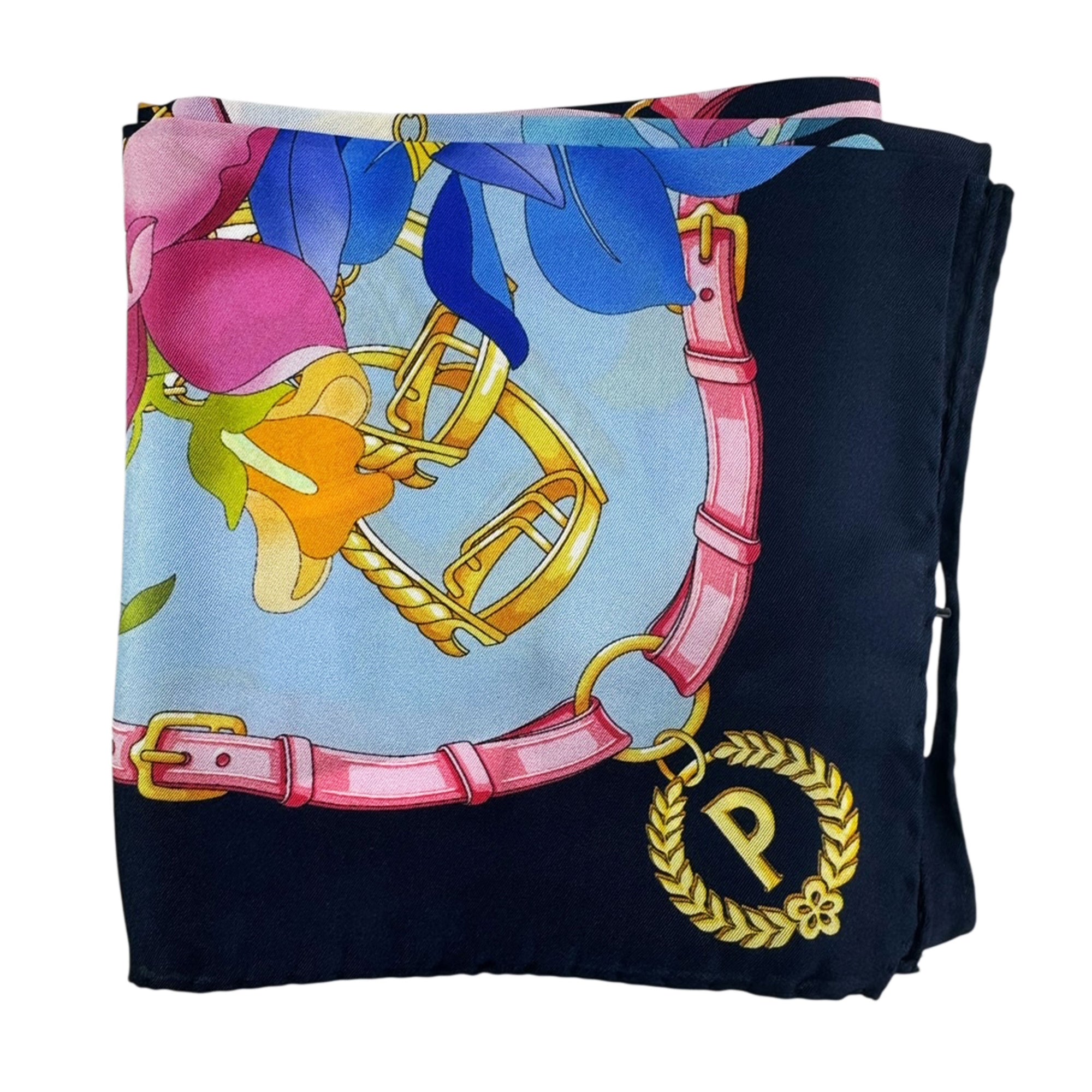 Polllini Scarf Navy Design - Silk Square 