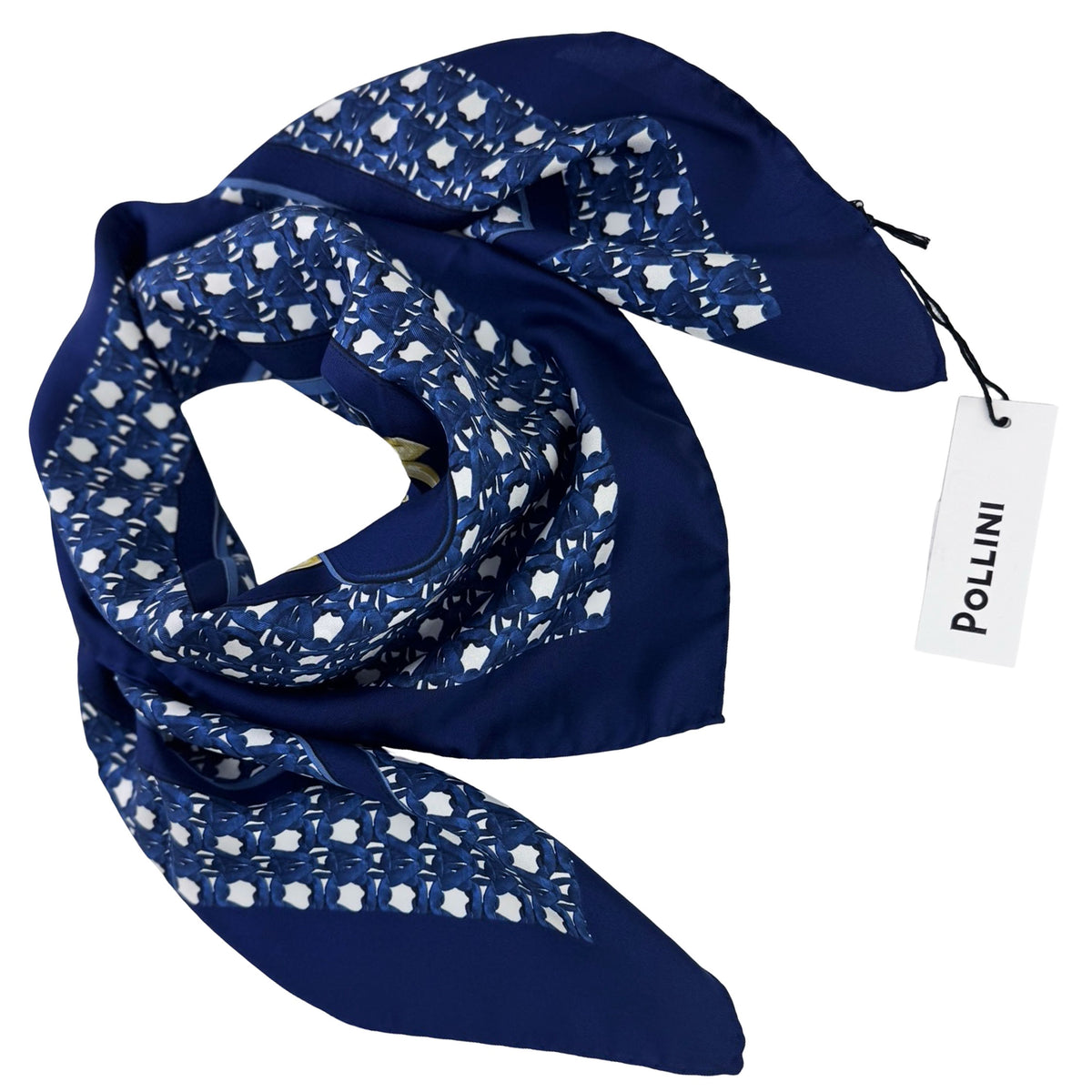 Pollini Silk Scarf Navy Design - Large Square 36" Foulard