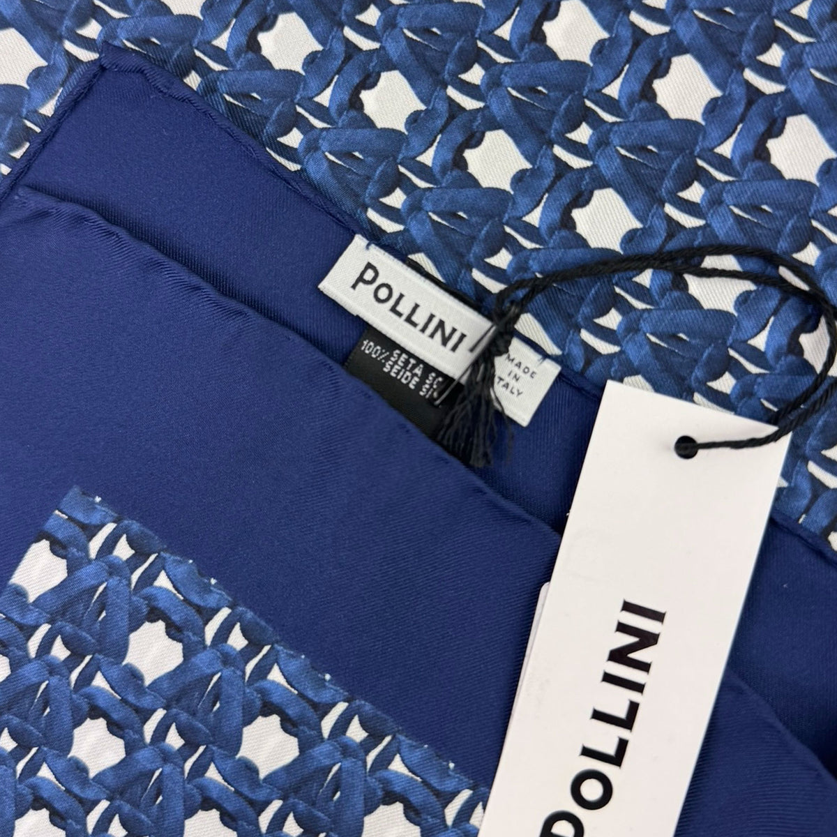 Pollini Silk Scarf Navy Design - Large Square 36" Foulard