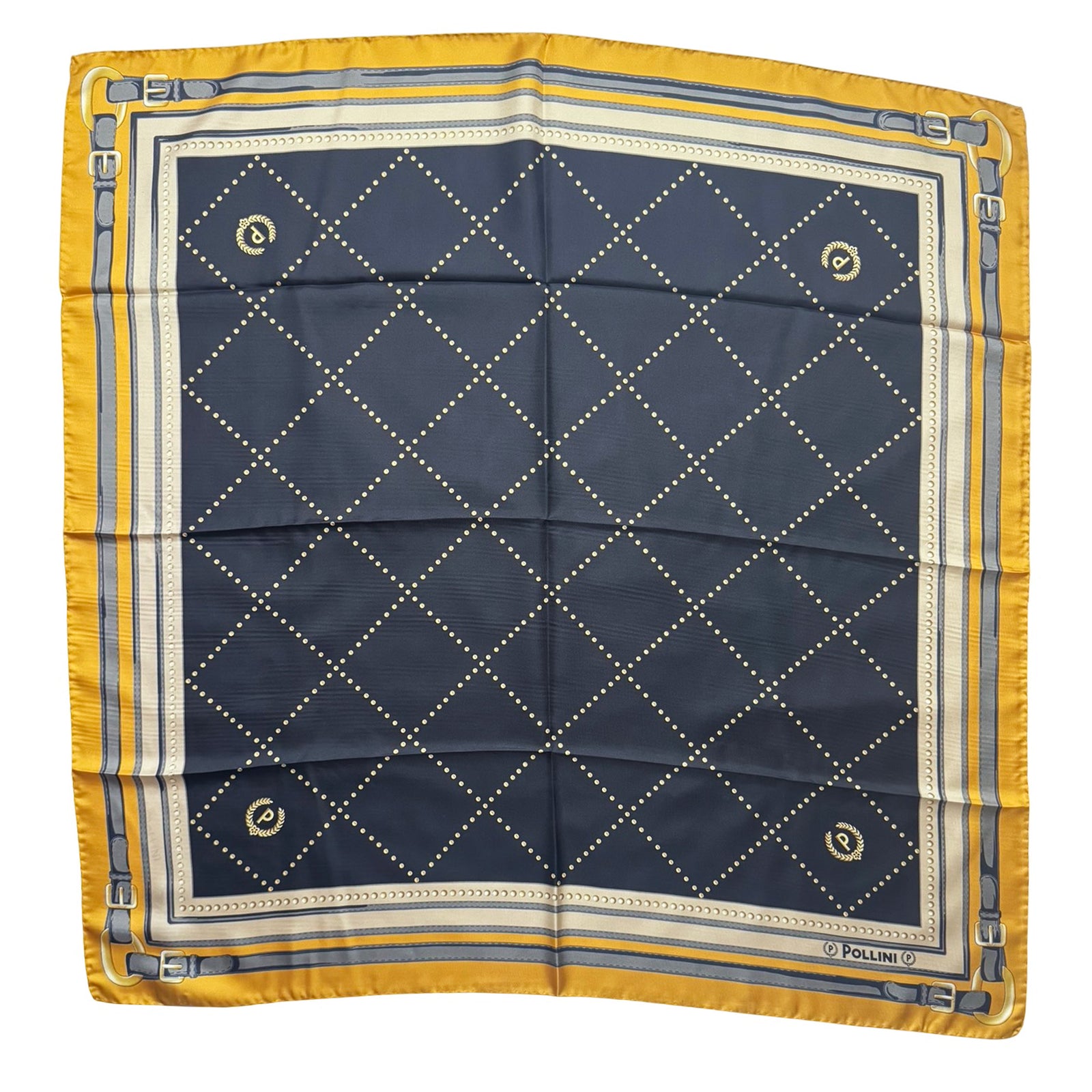 Pollini Scarf Olive Black Equestrian Belt Design 