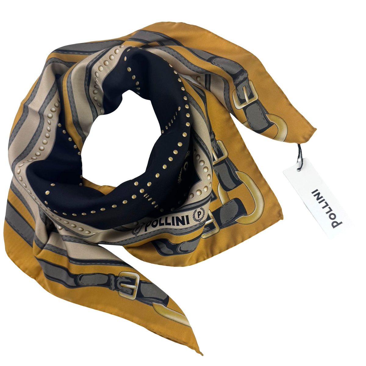 Pollini Scarf Olive Black Equestrian Belt 
