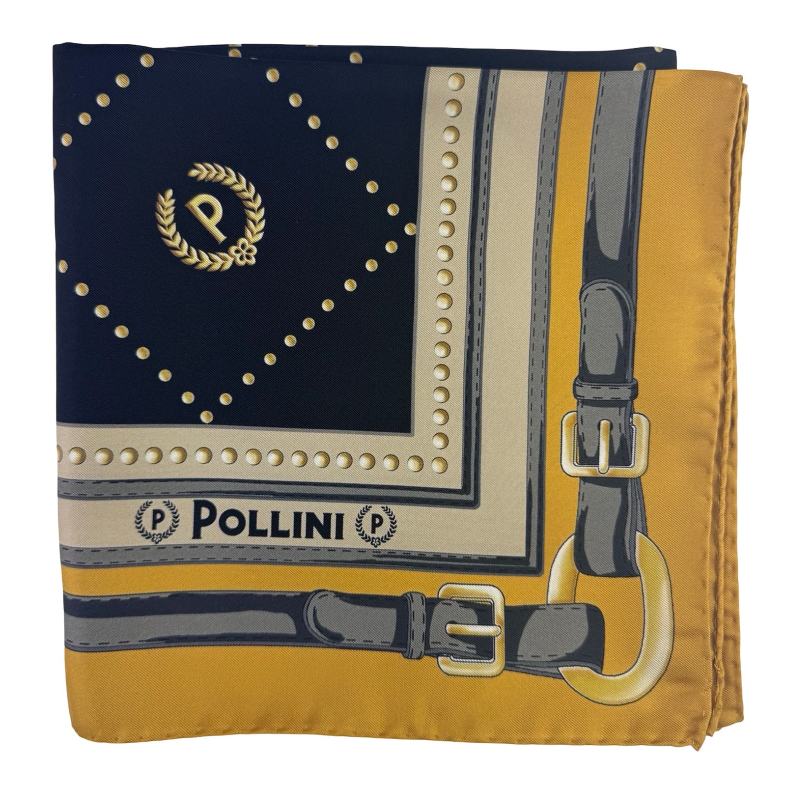 Pollini Scarf Olive Black Equestrian Belt Design 