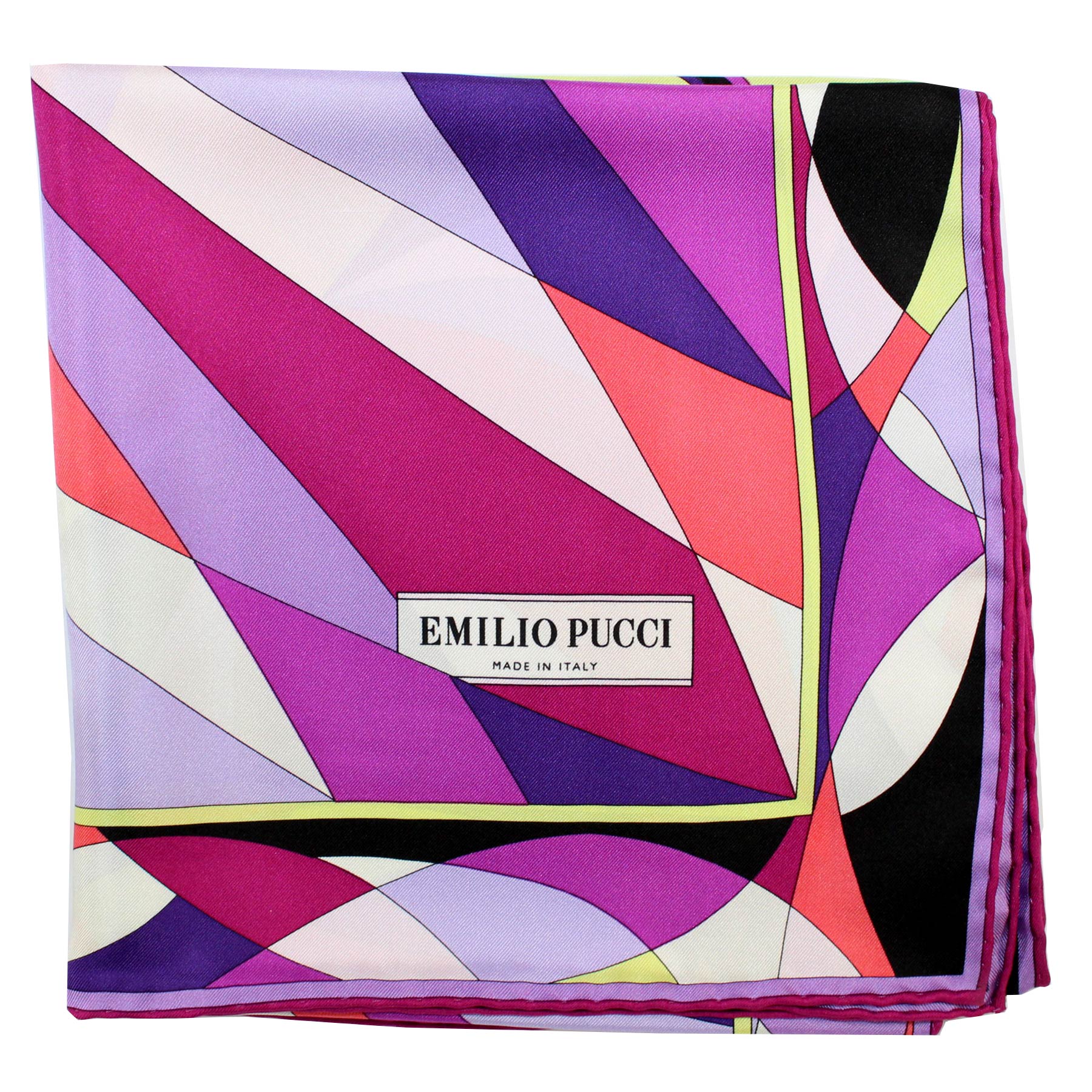Emilio Pucci Scarf Purple Lime Design - Large Twill Silk Square