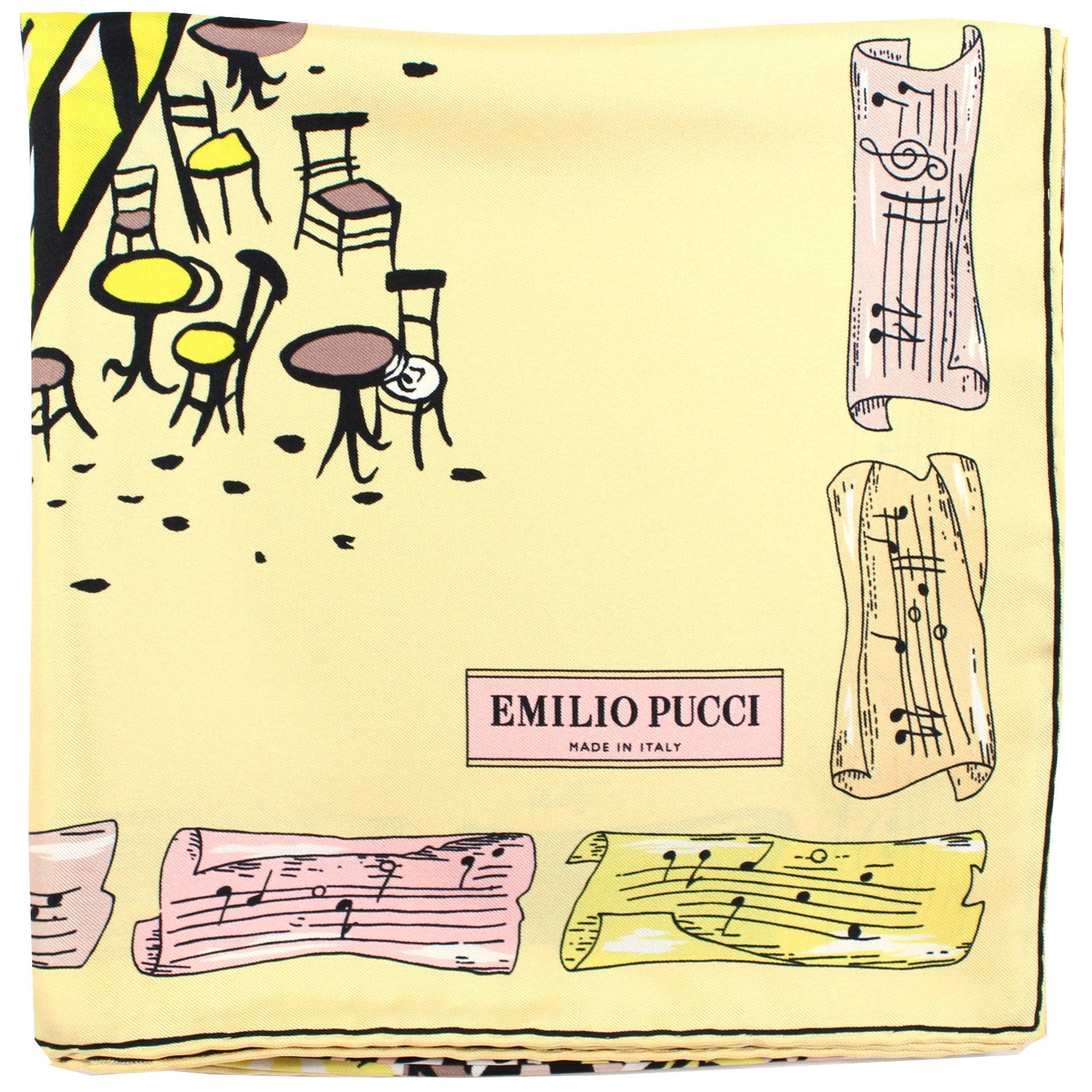 Emilio Pucci Scarf Yellow Capri Design - Twill Silk Square Foulard SALE
