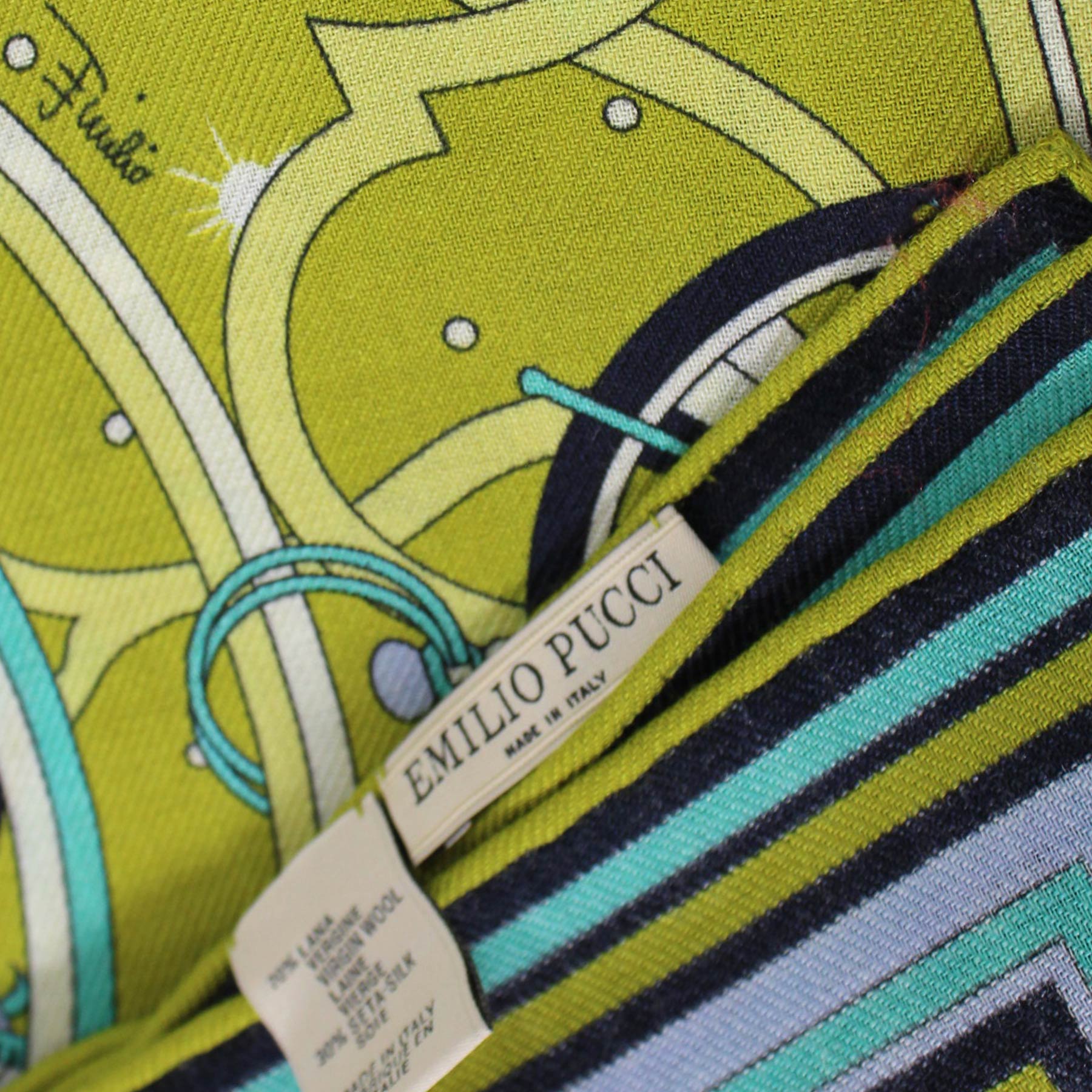 Emilio Pucci square 85cm 33″ Scarf Silk Scarf Pucci pattern orange yellow