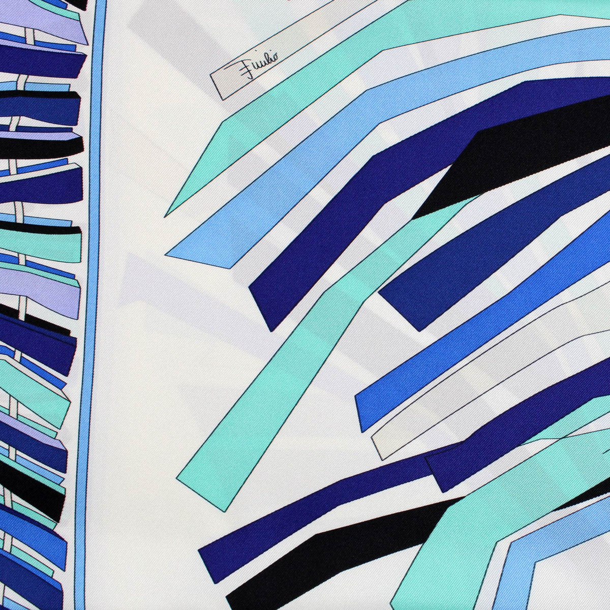 Emilio Pucci Scarf Blue Design - Large Twill Silk Square Foulard