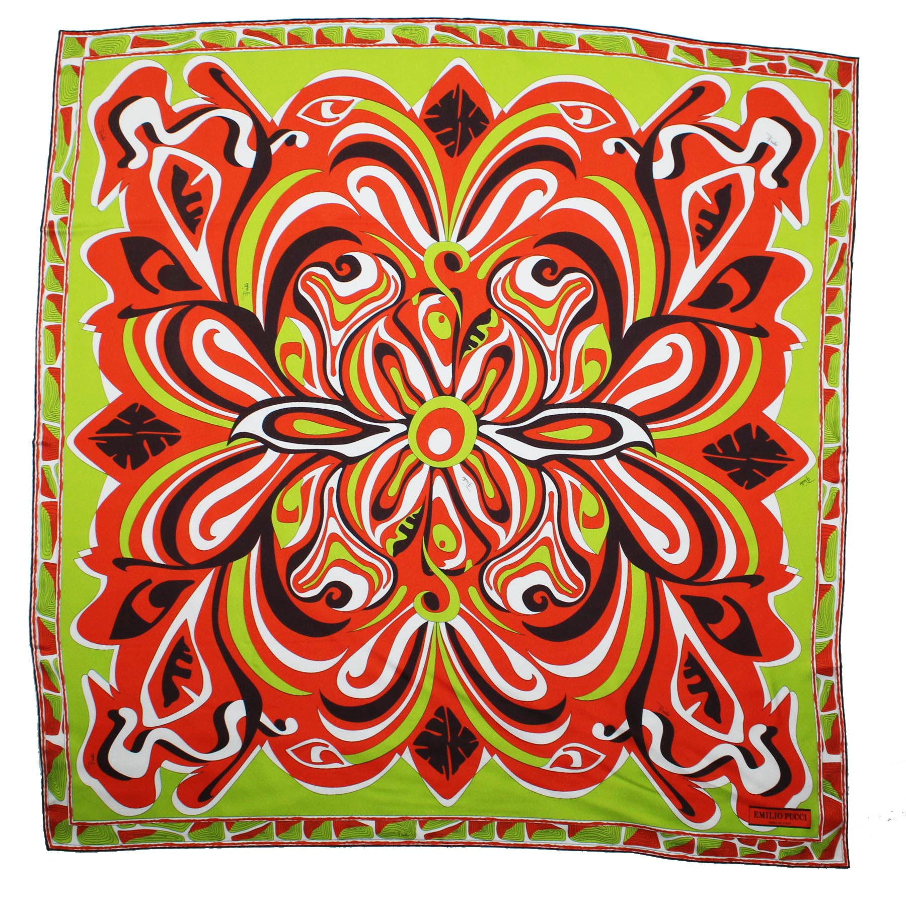 Emilio Pucci Scarf Red Lime Design