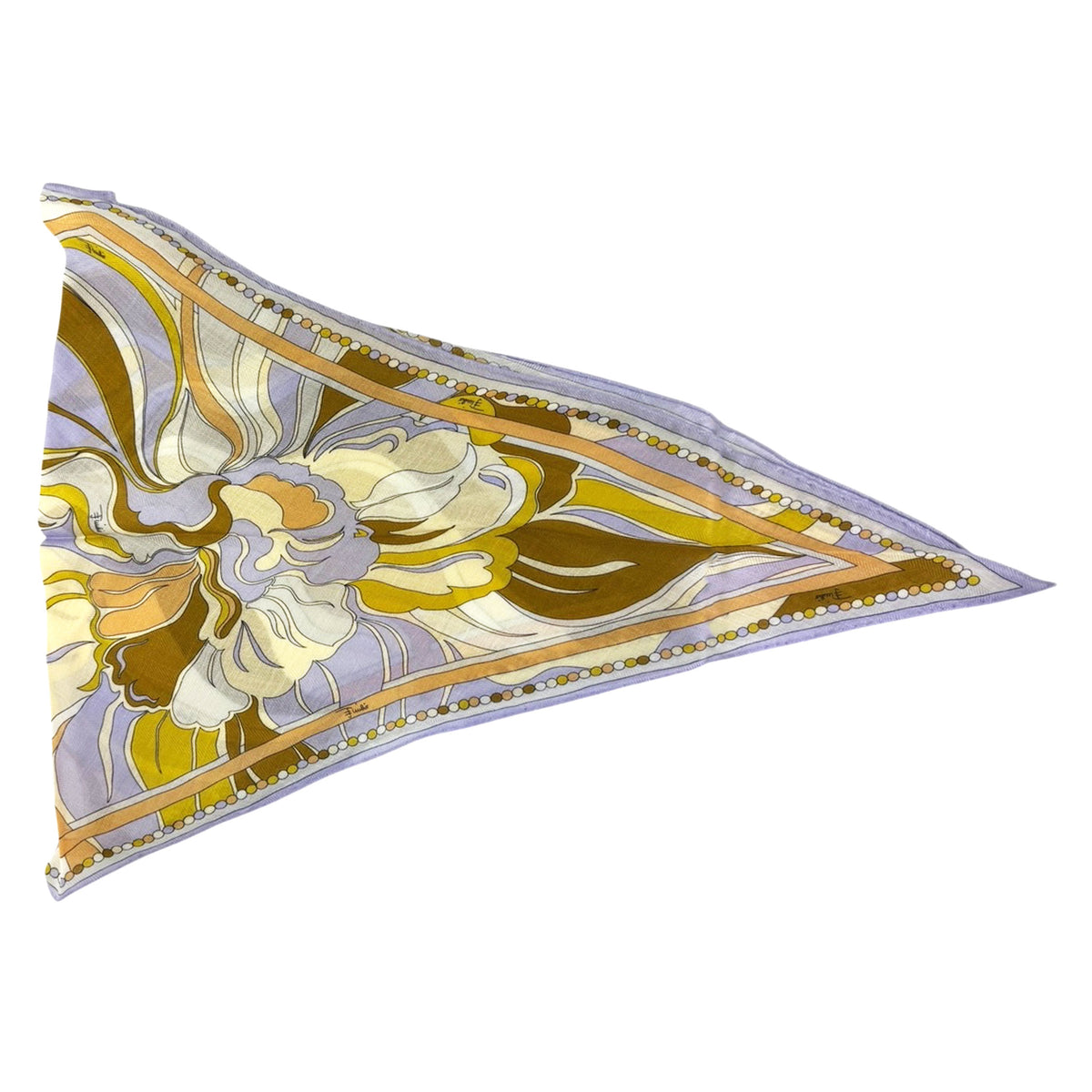 New Emilio Pucci Scarf Olive Lilac Floral 