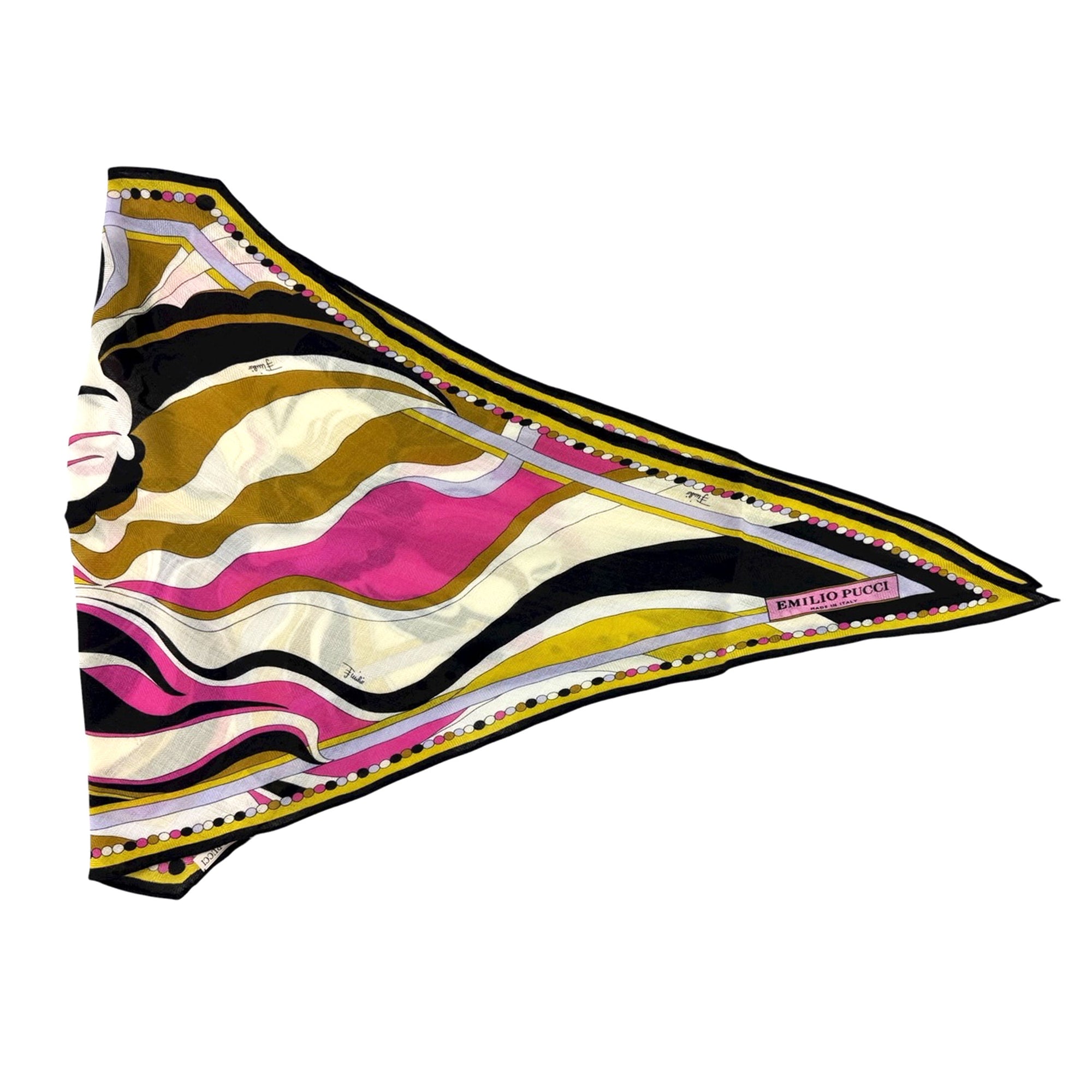 Emilio Pucci Scarf Pink Olive - Diamond Shape Wool Silk Shawl