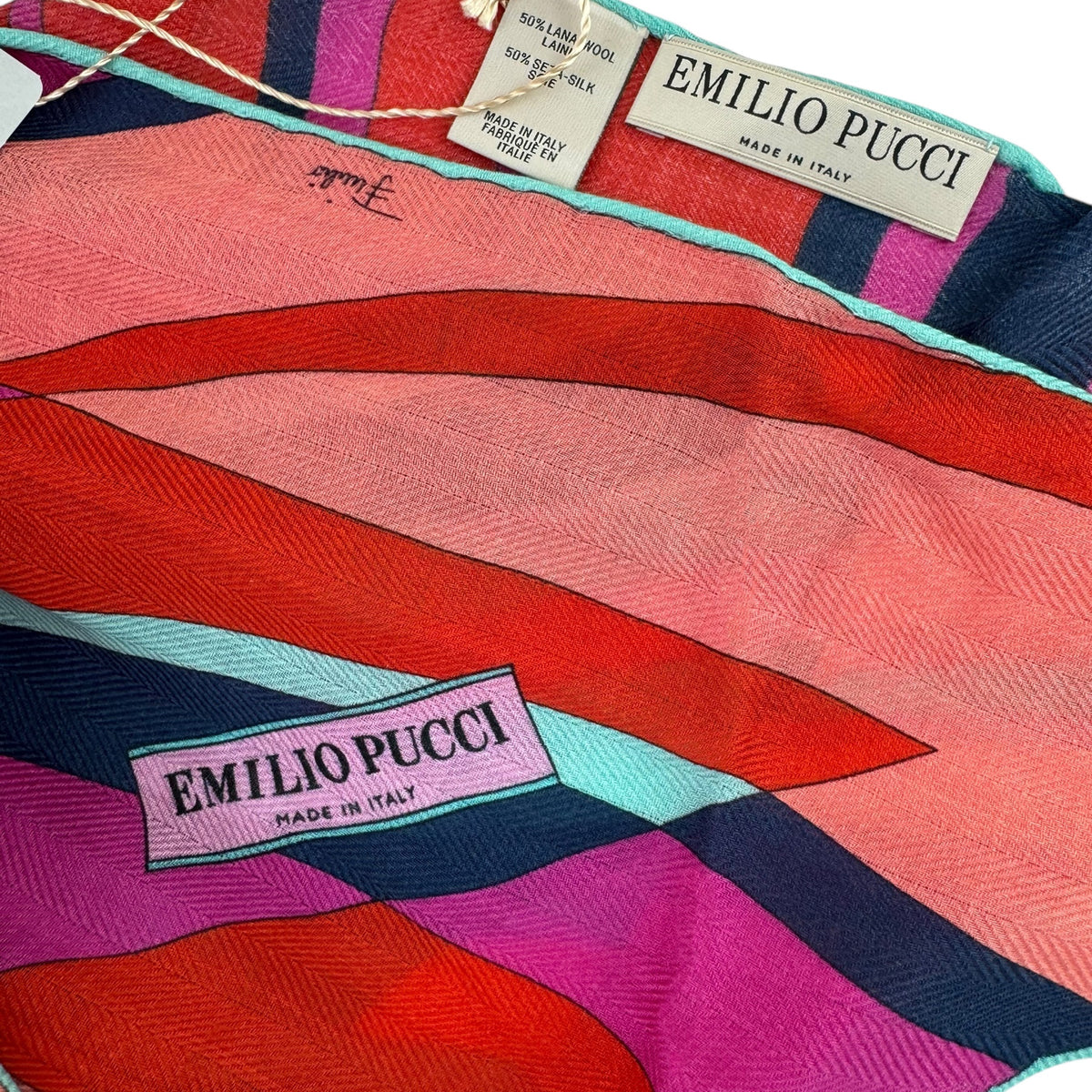 Emilio Pucci Scarf Red - Diamond Shape Silk Shawl