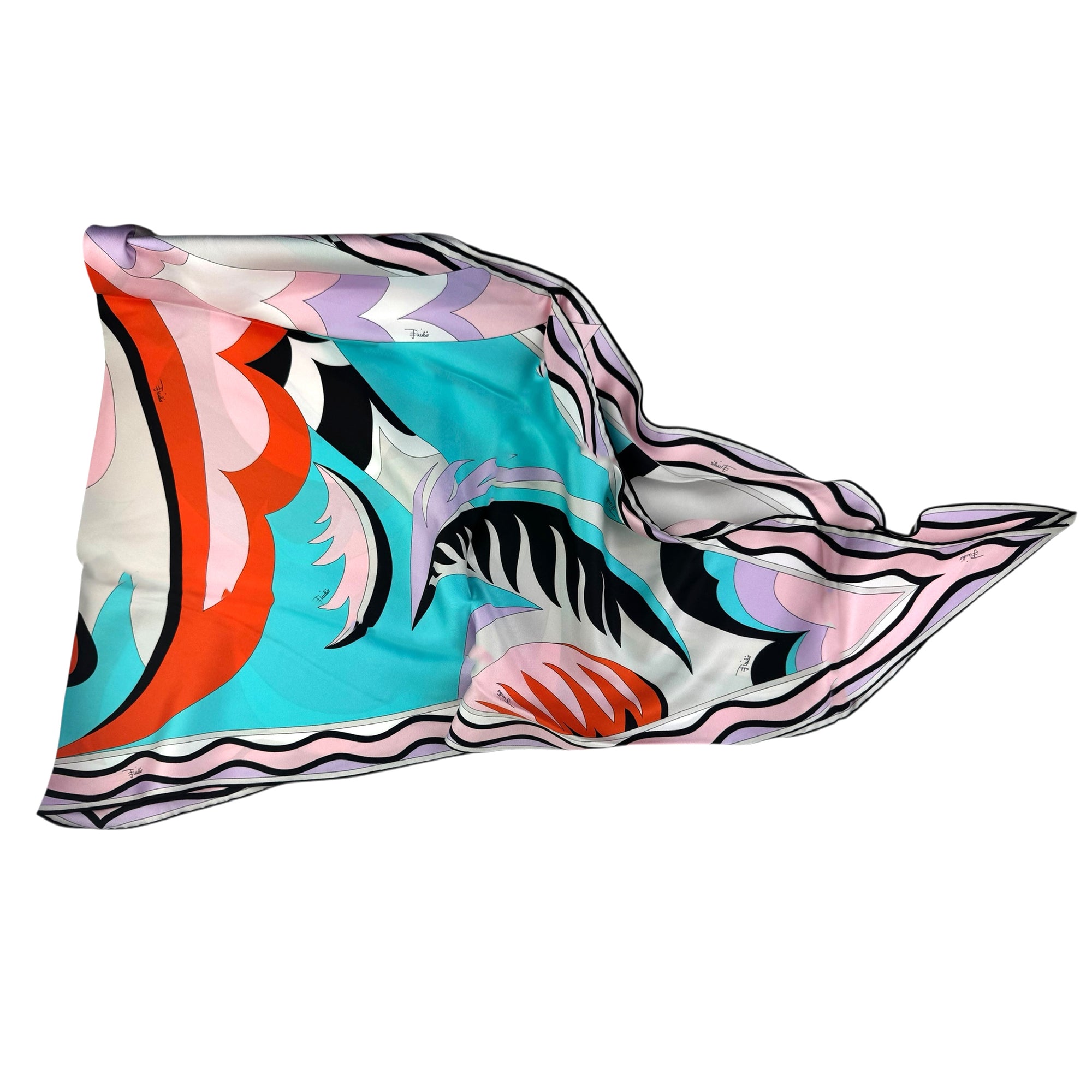Foulard Emilio Pucci Neuf Avec étiquettes - Soie - Motif Signature Multicolore - Foulard Carré