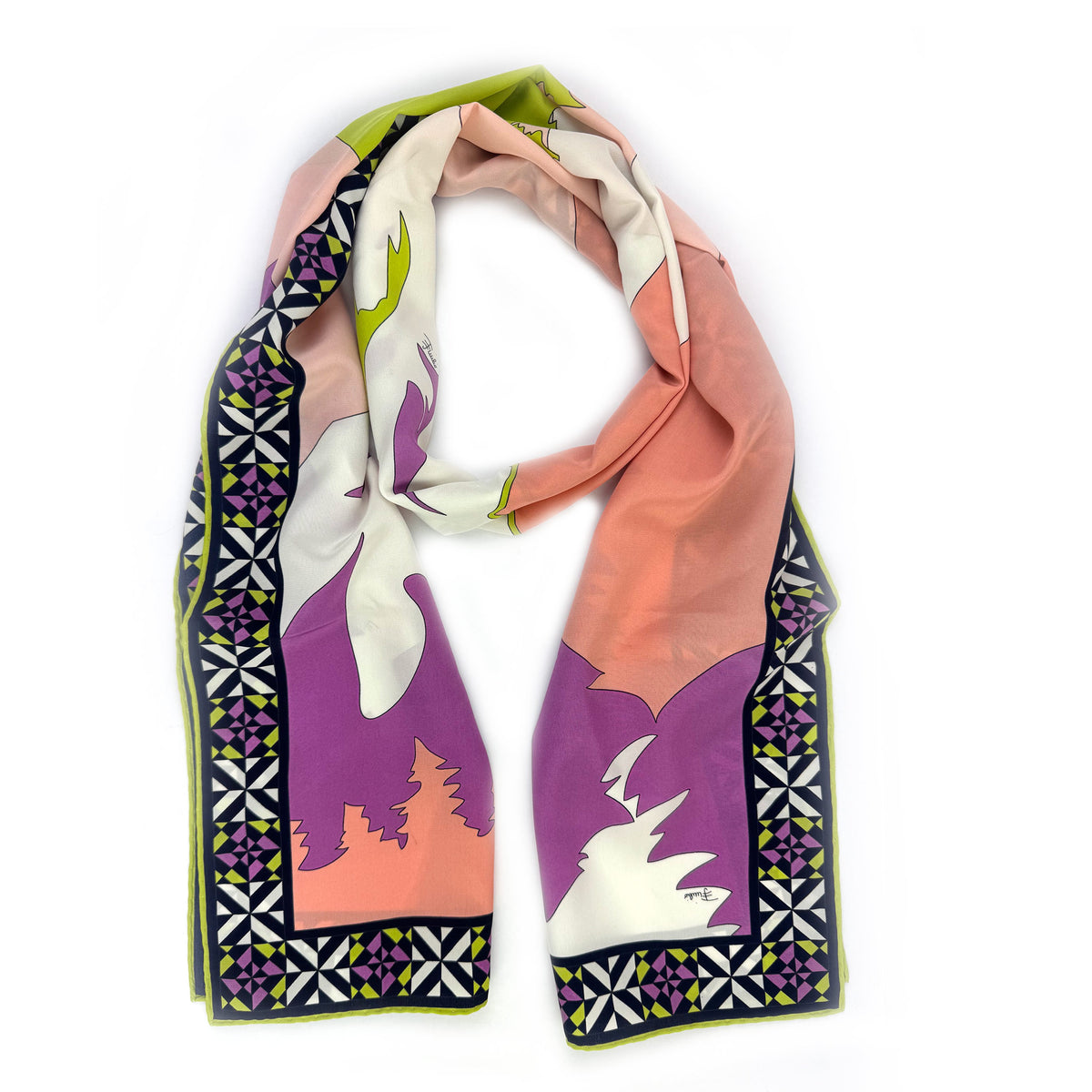 Pucci Scarf Lime Pink Purple Lightweight Silk Shawl