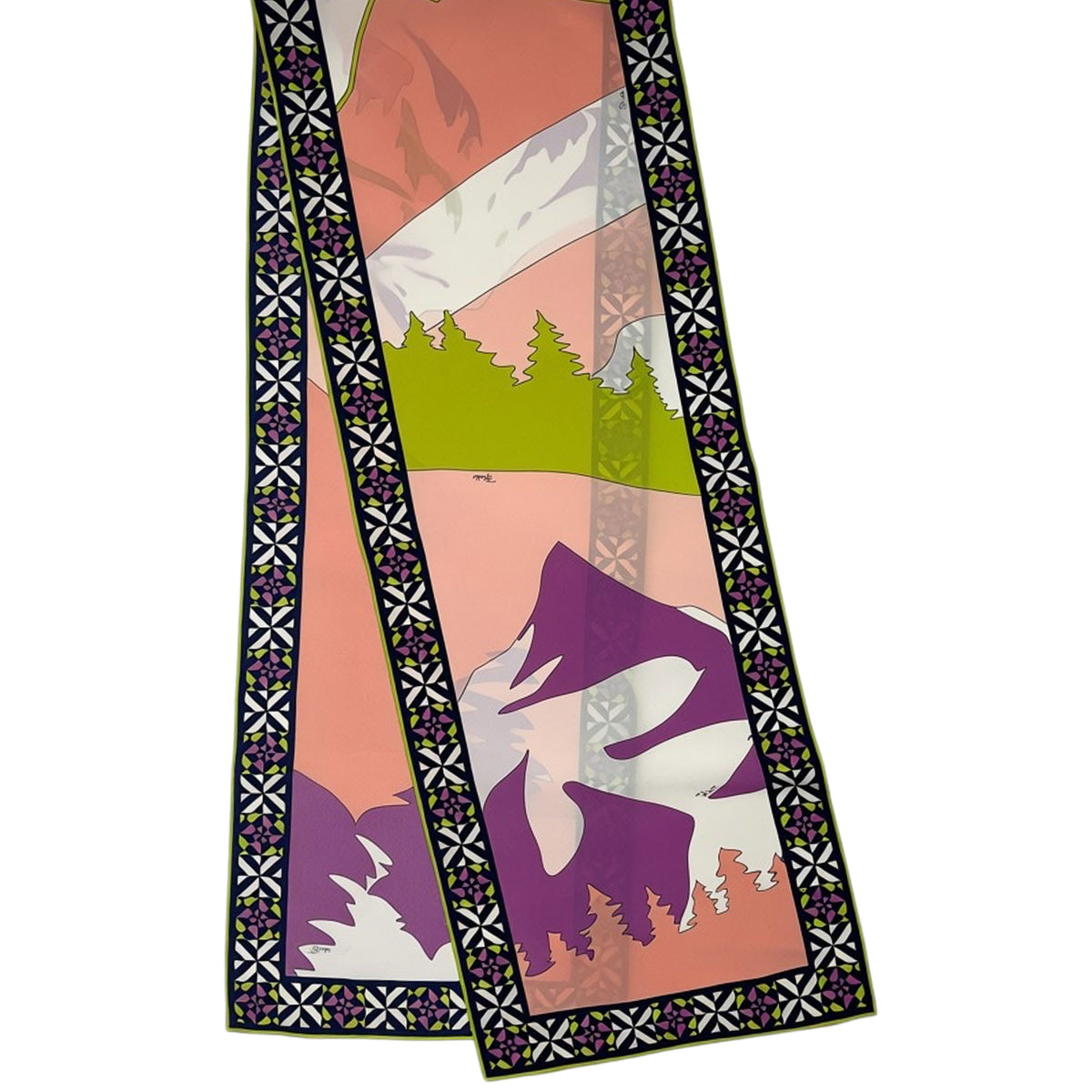 Emilio Pucci Scarf Lime Purple Mountains - Lightweight Silk Shawl