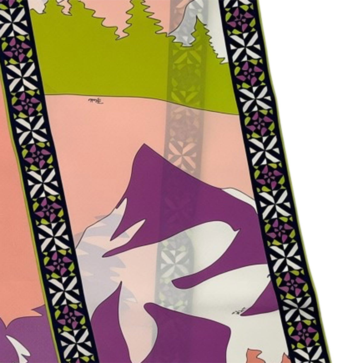 Emilio Pucci Scarf Lime Pink Purple Mountains - Lightweight Silk Shawl