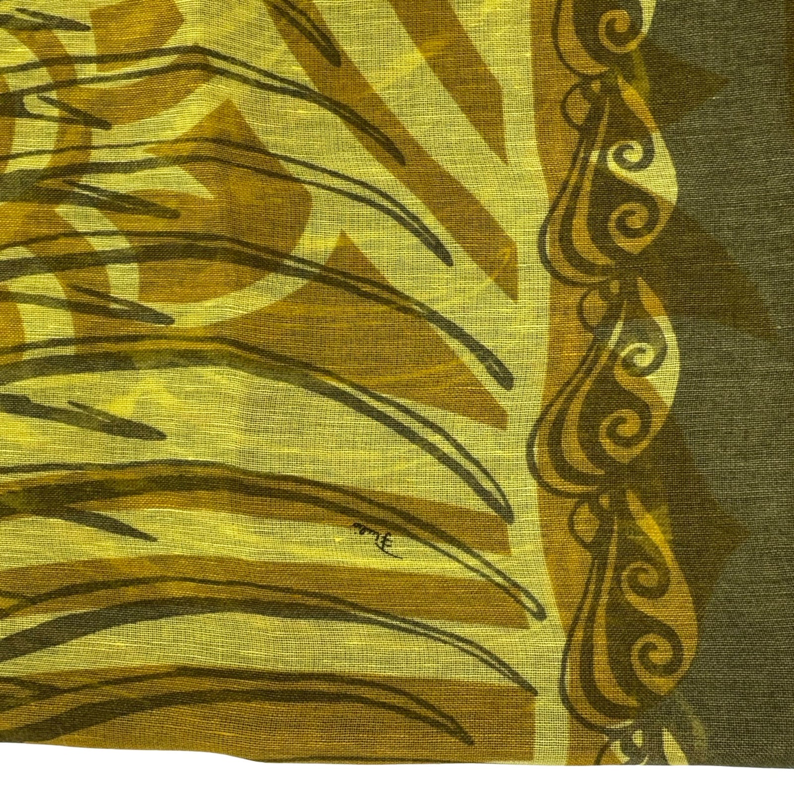 Emilio Pucci Scarf Olive Green - Extra Large Square Linen Cotton Shawl