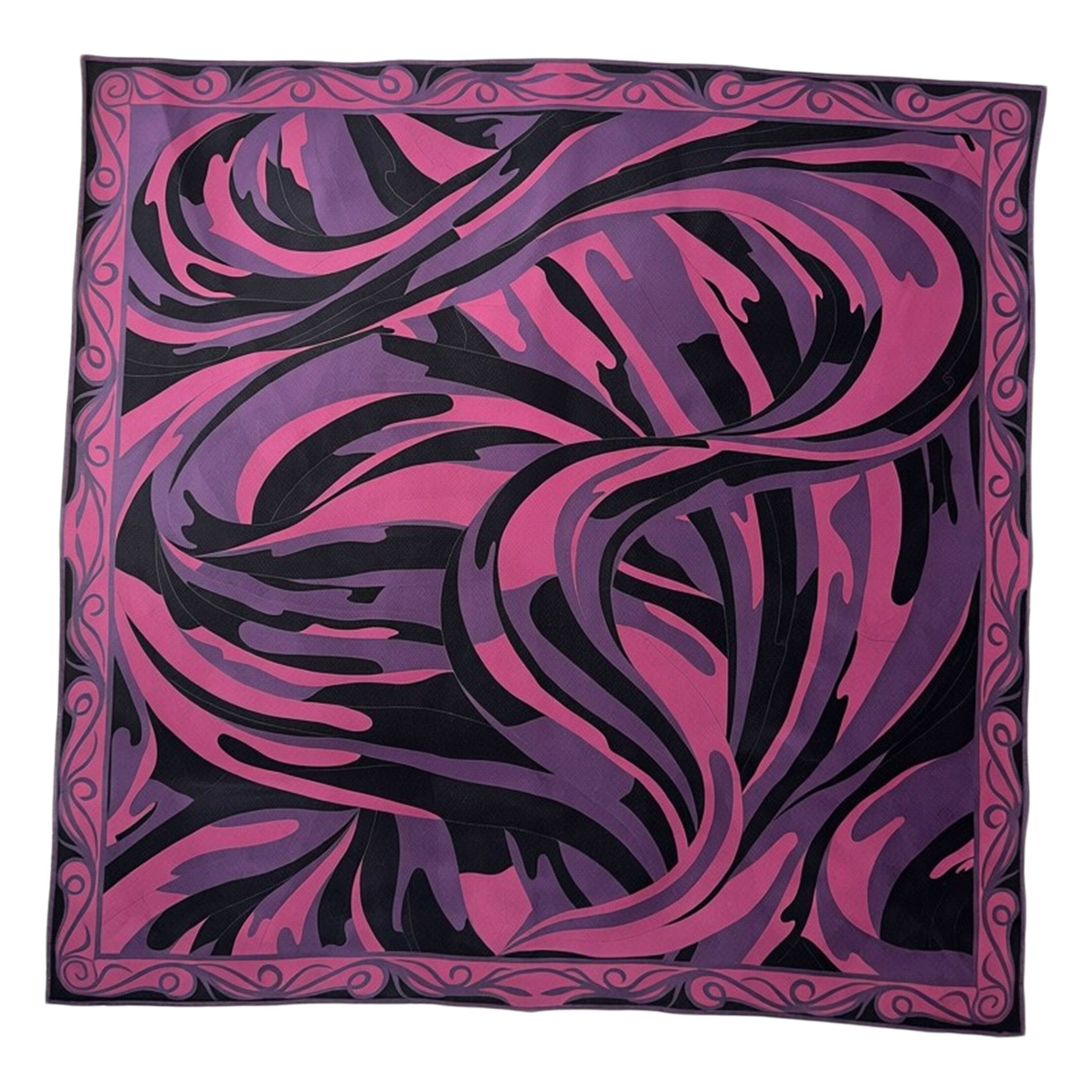 EMILIO PUCCI ストール パープル系 総柄 Emilio Pucci Scarf Plum Purple Dust Pink Black Signature Design