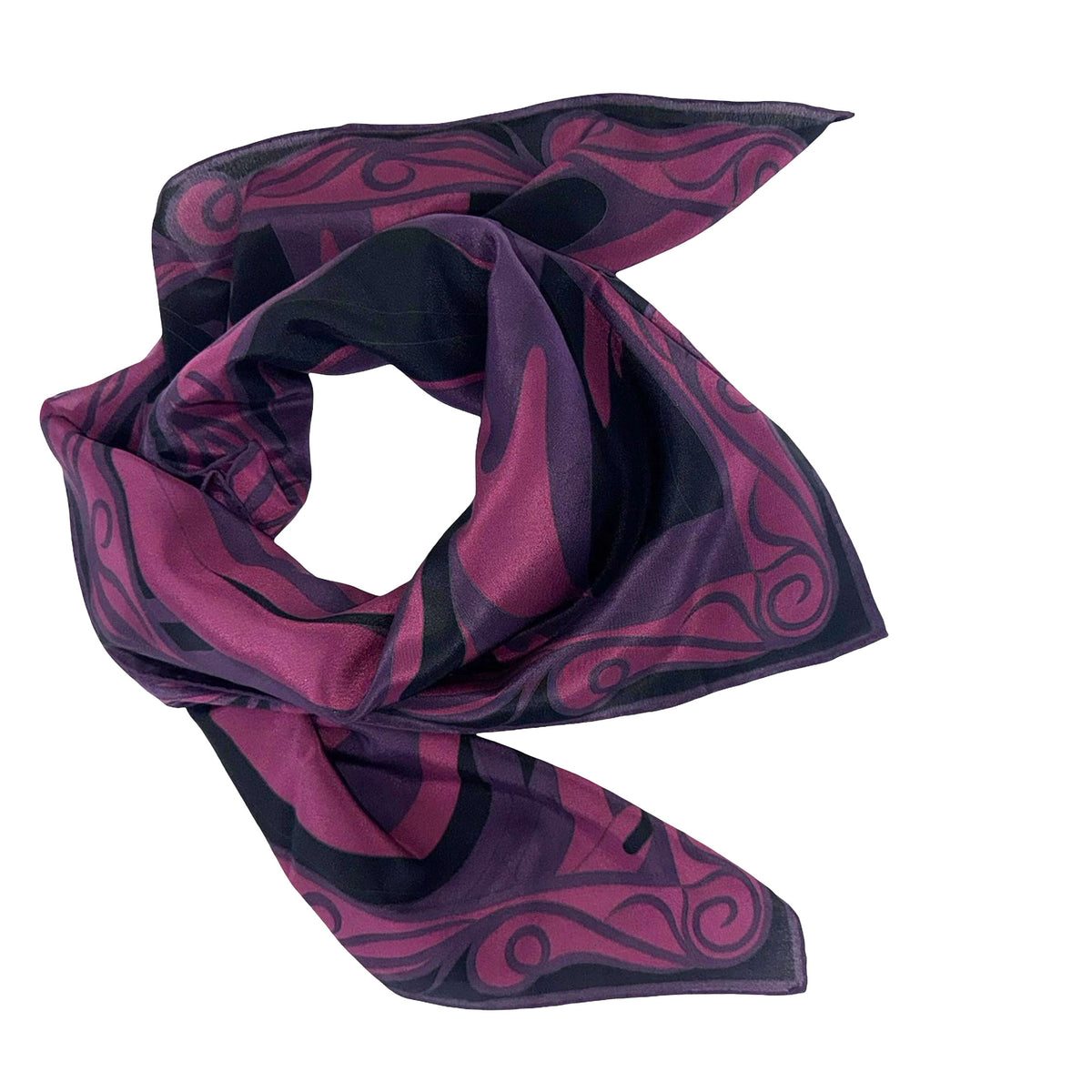 Emilio Pucci Scarf Plum Purple Dust Pink Black Signature Design - Twill Silk Square Foulard