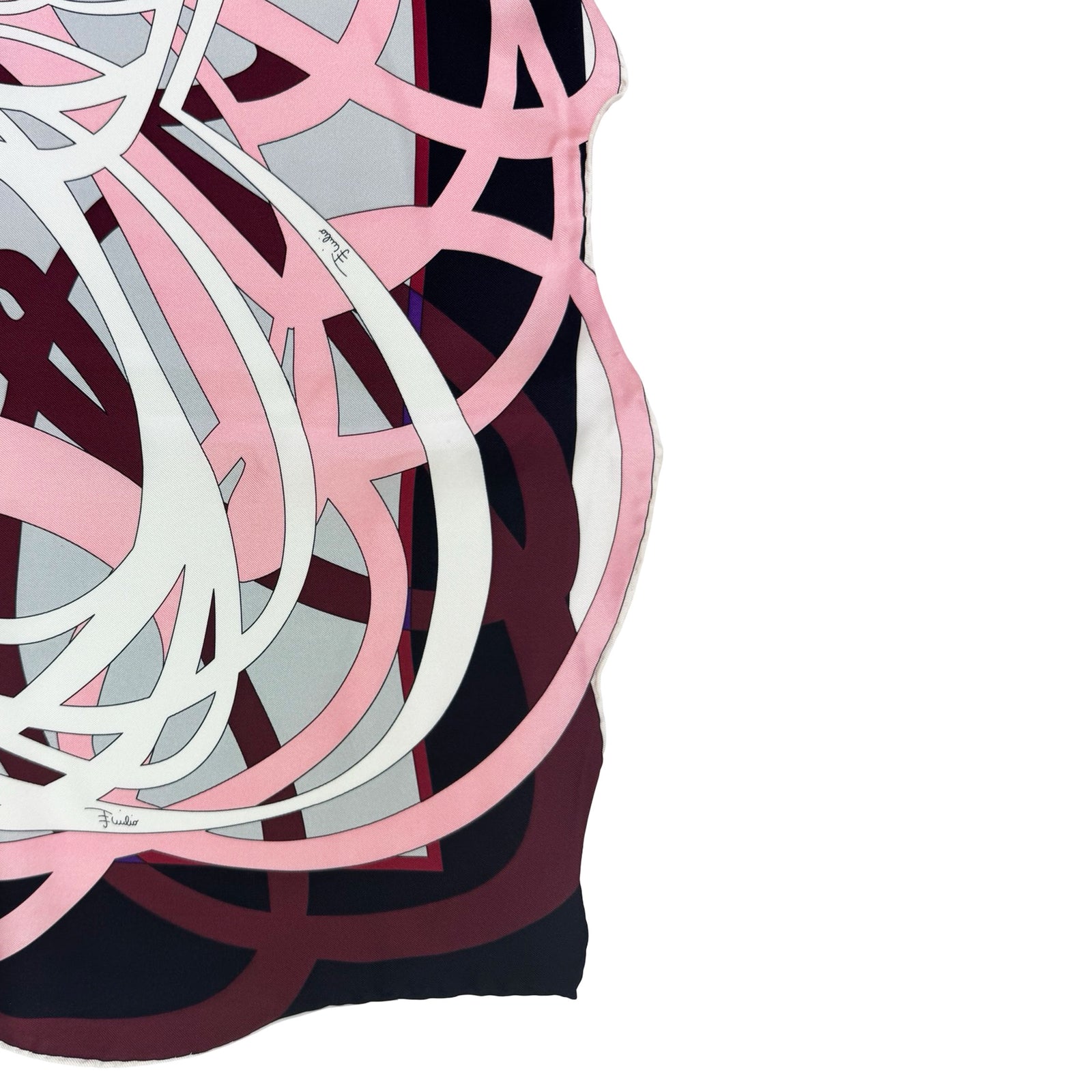 Pucci Scarf Pink Signature Silk Square Foulard With Curvy Border