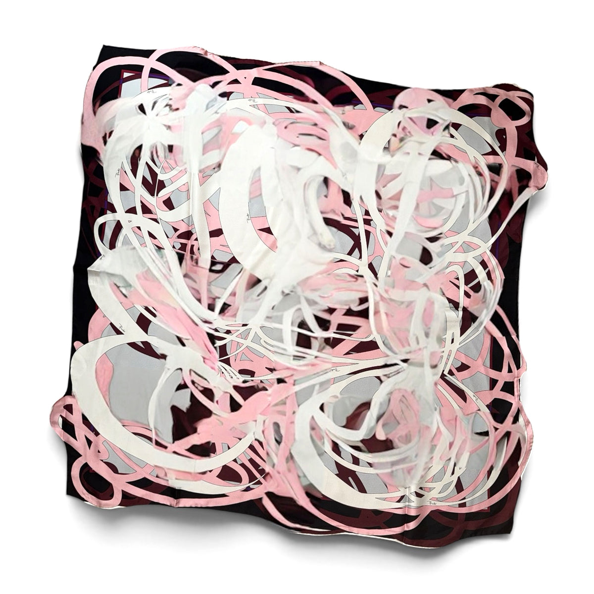 Emilio Pucci Scarf Pink Signature Design - Silk Square Foulard With Curvy Border
