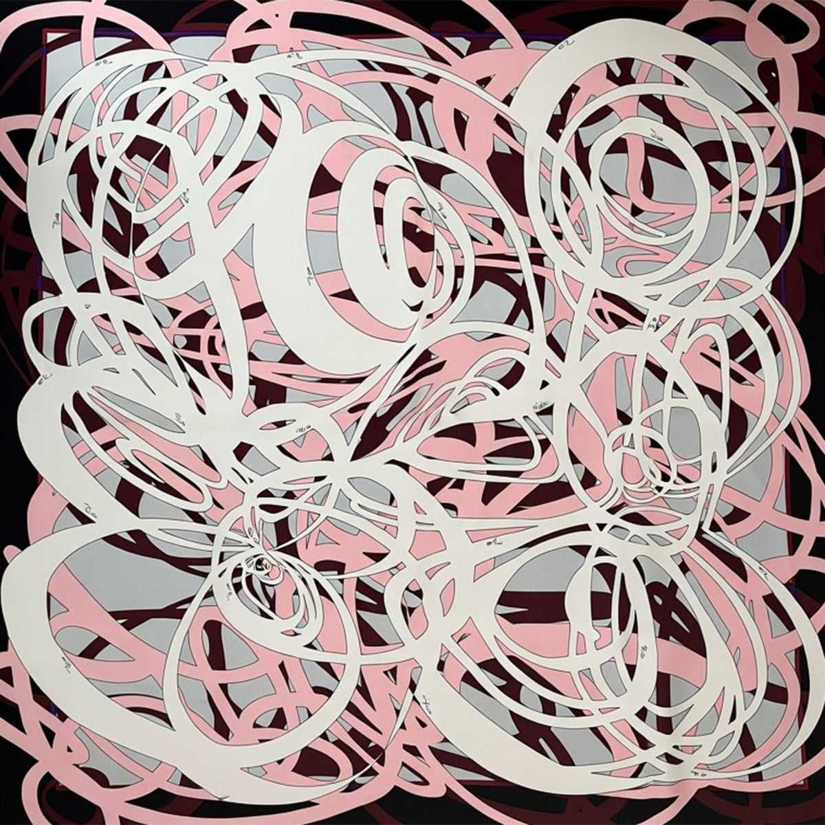 Emilio Pucci Scarf Pink Brown Signature Design - Silk Square Foulard With Curvy Border