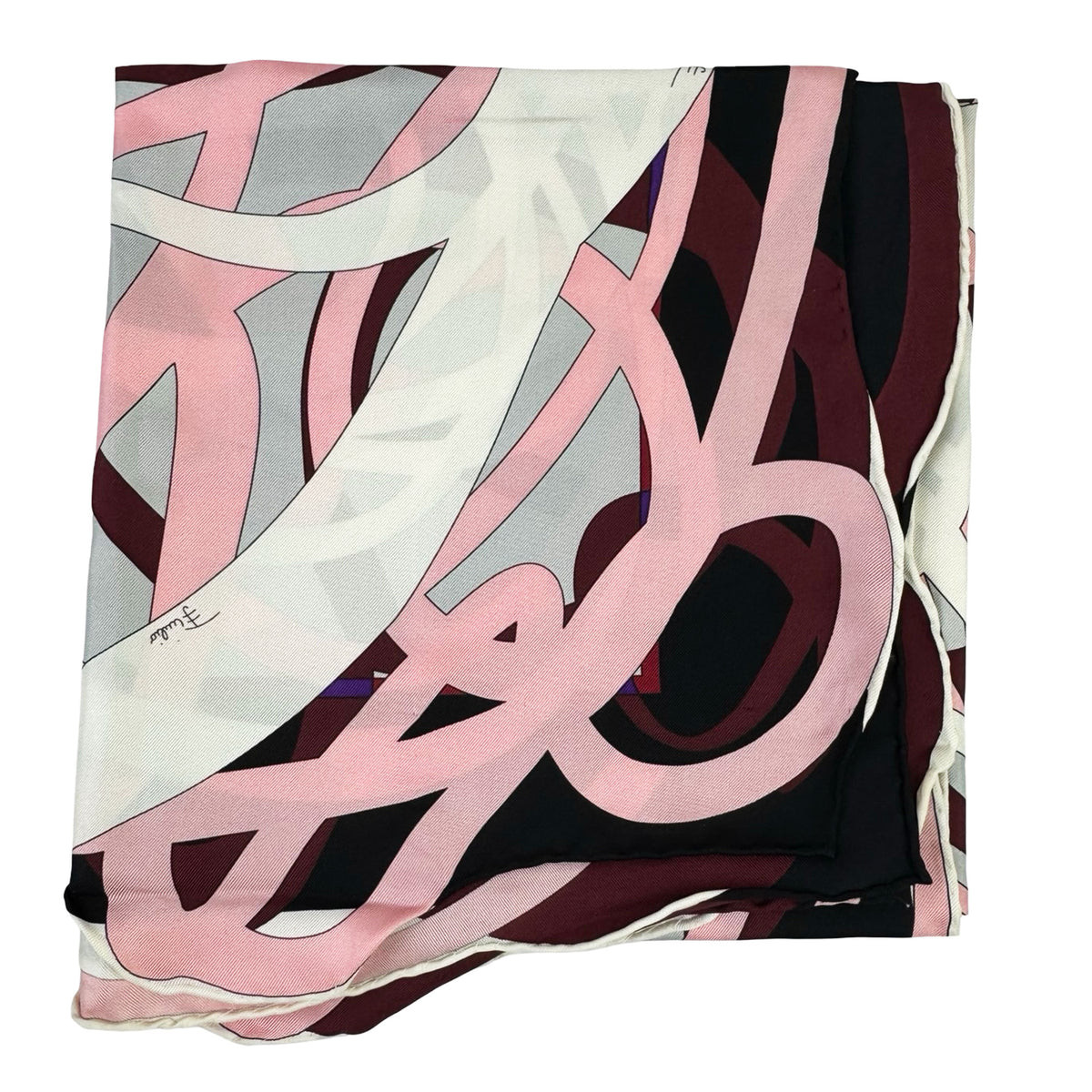 Pucci Scarf Pink Signature Silk Square Foulard With Curvy Border