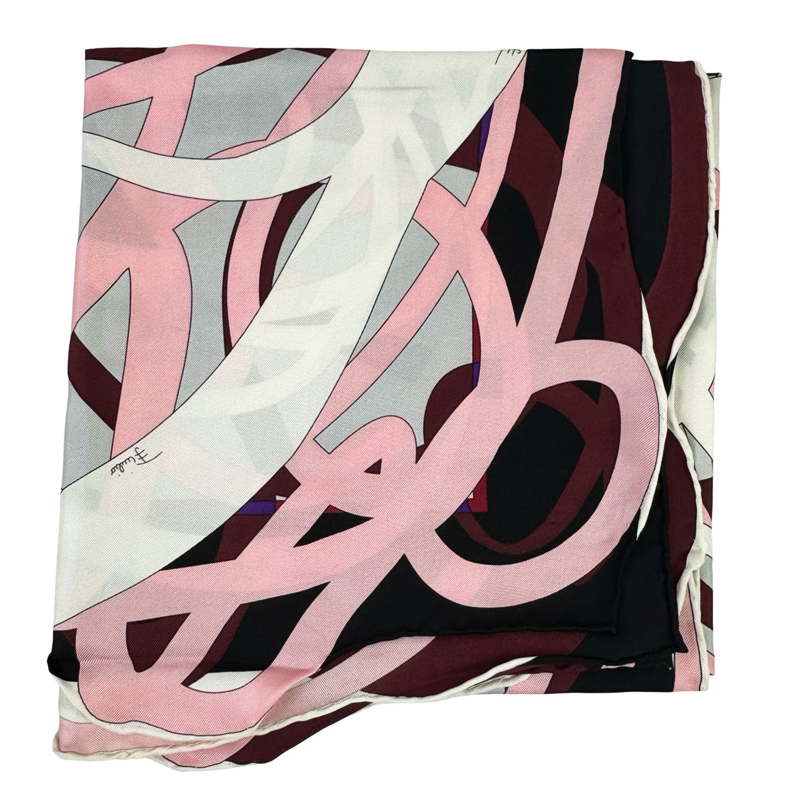 Pucci Scarf Pink Signature Silk Square Foulard With Curvy Border