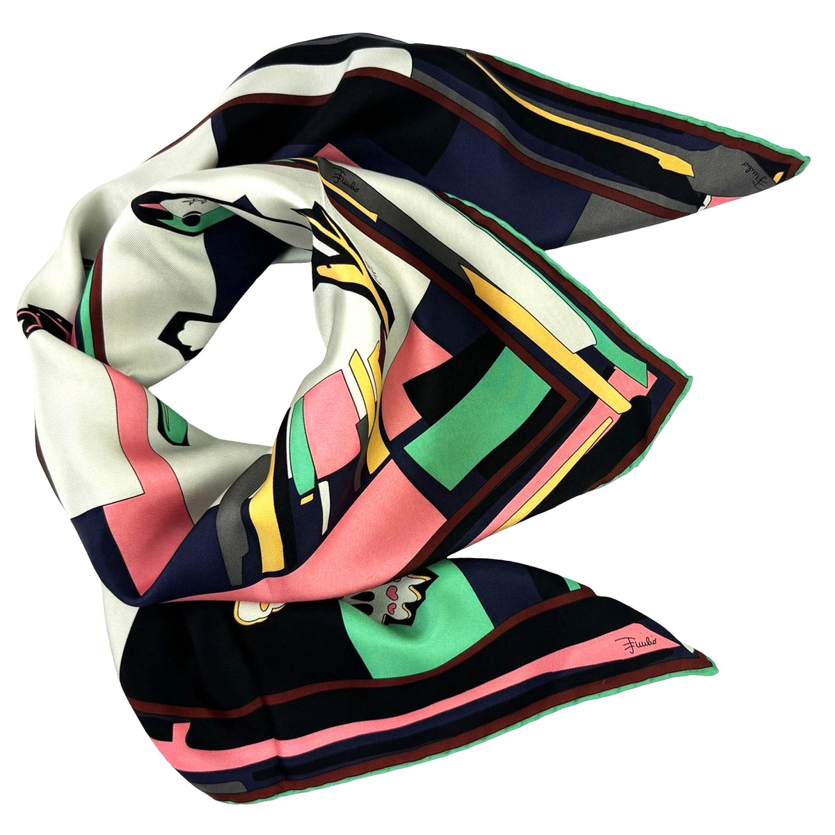 Emilio Pucci Scarf Birds Designs - Twill Silk Square Foulard