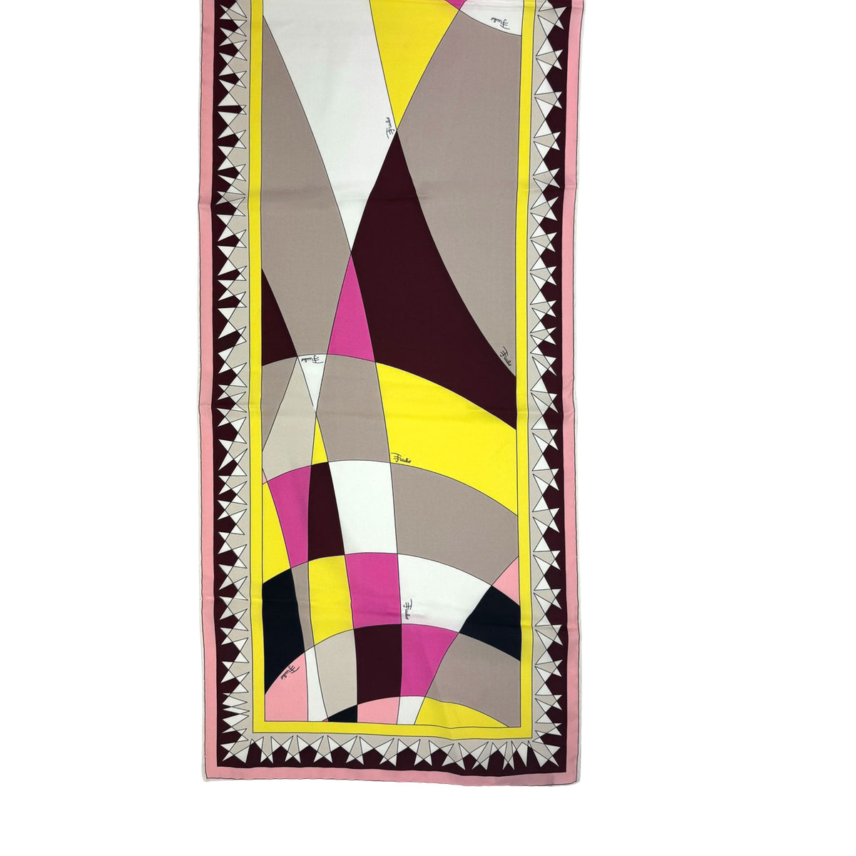 Emilio Pucci Scarf Signature Yellow Gray Hot Pink - Lightweight Silk Shawl