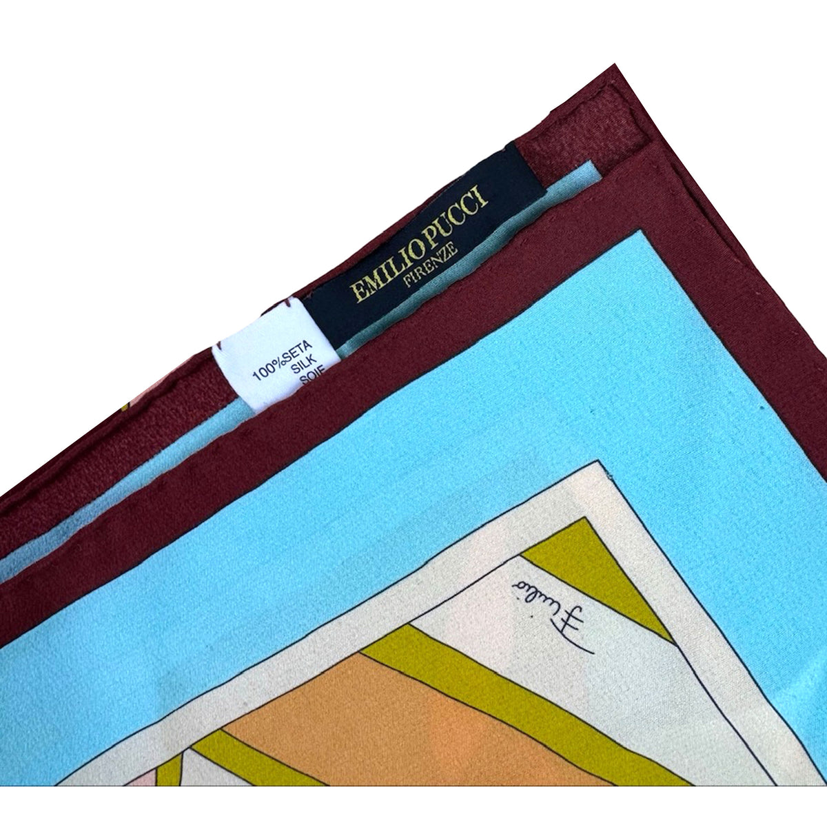 Emilio Pucci Scarf Olive Aqua Brown - Lightweight Silk Shawl