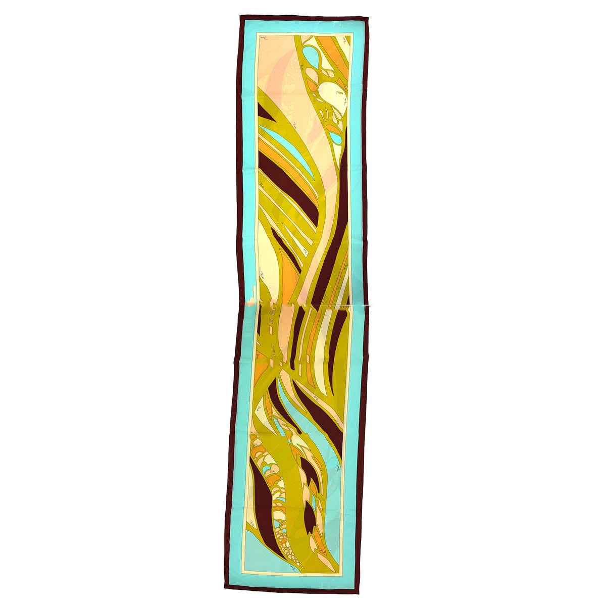 Emilio Pucci Scarf Olive Aqua Brown - Lightweight Silk Shawl