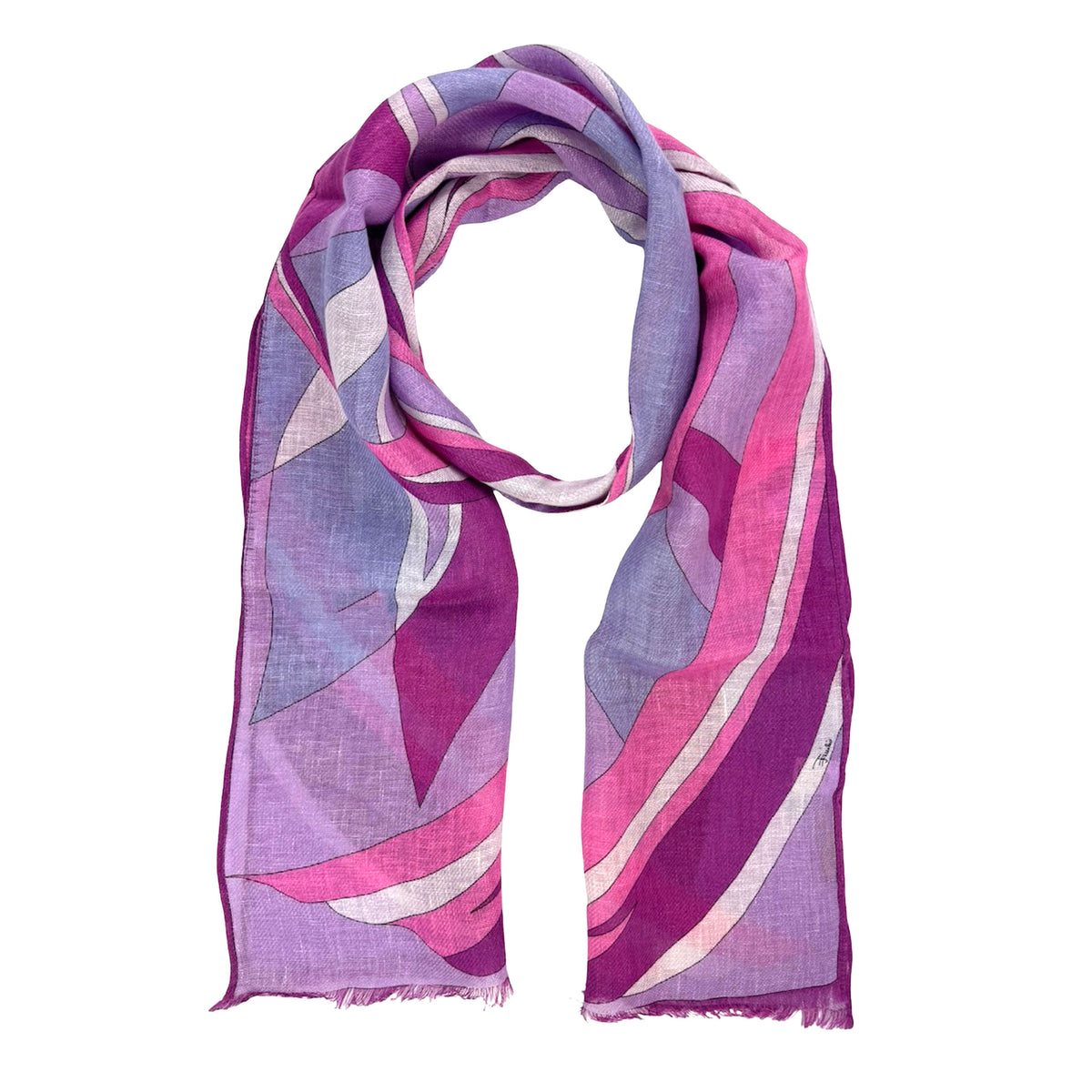 Emilio Pucci Scarf Pink Design - Linen Shawl