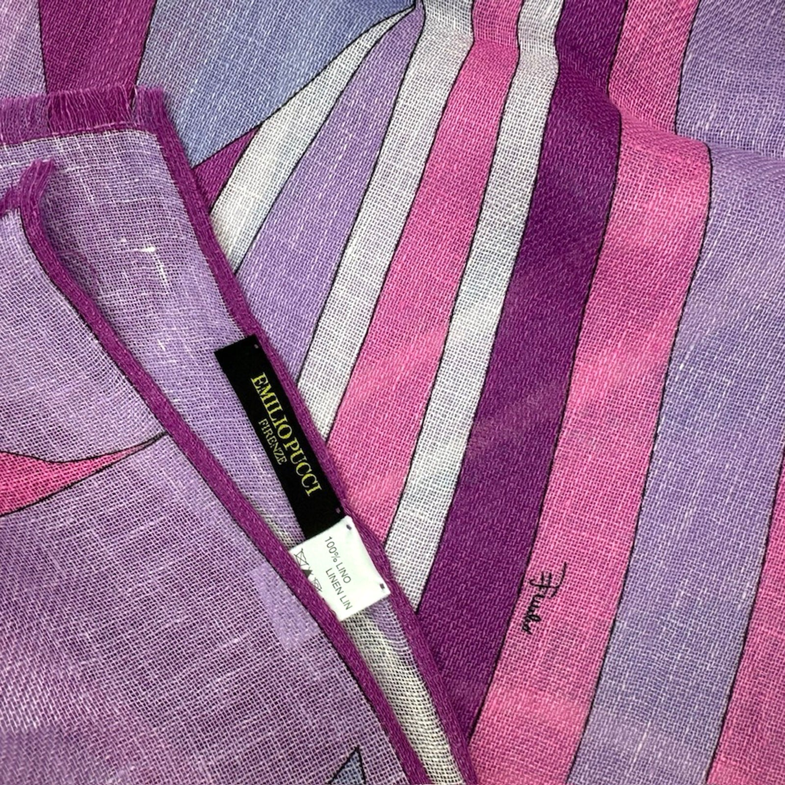 Emilio Pucci Scarf Pink Design - Linen Shawl