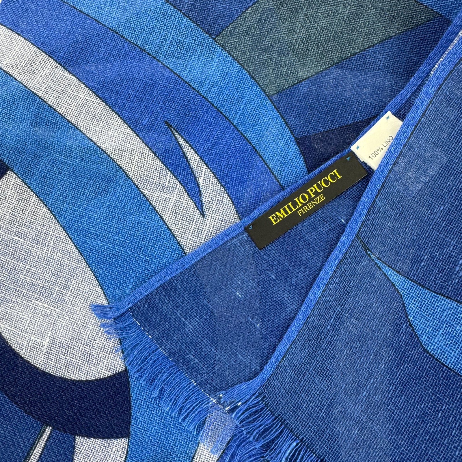 Emilio Pucci Scarf Royal Blue Design - Linen Shawl