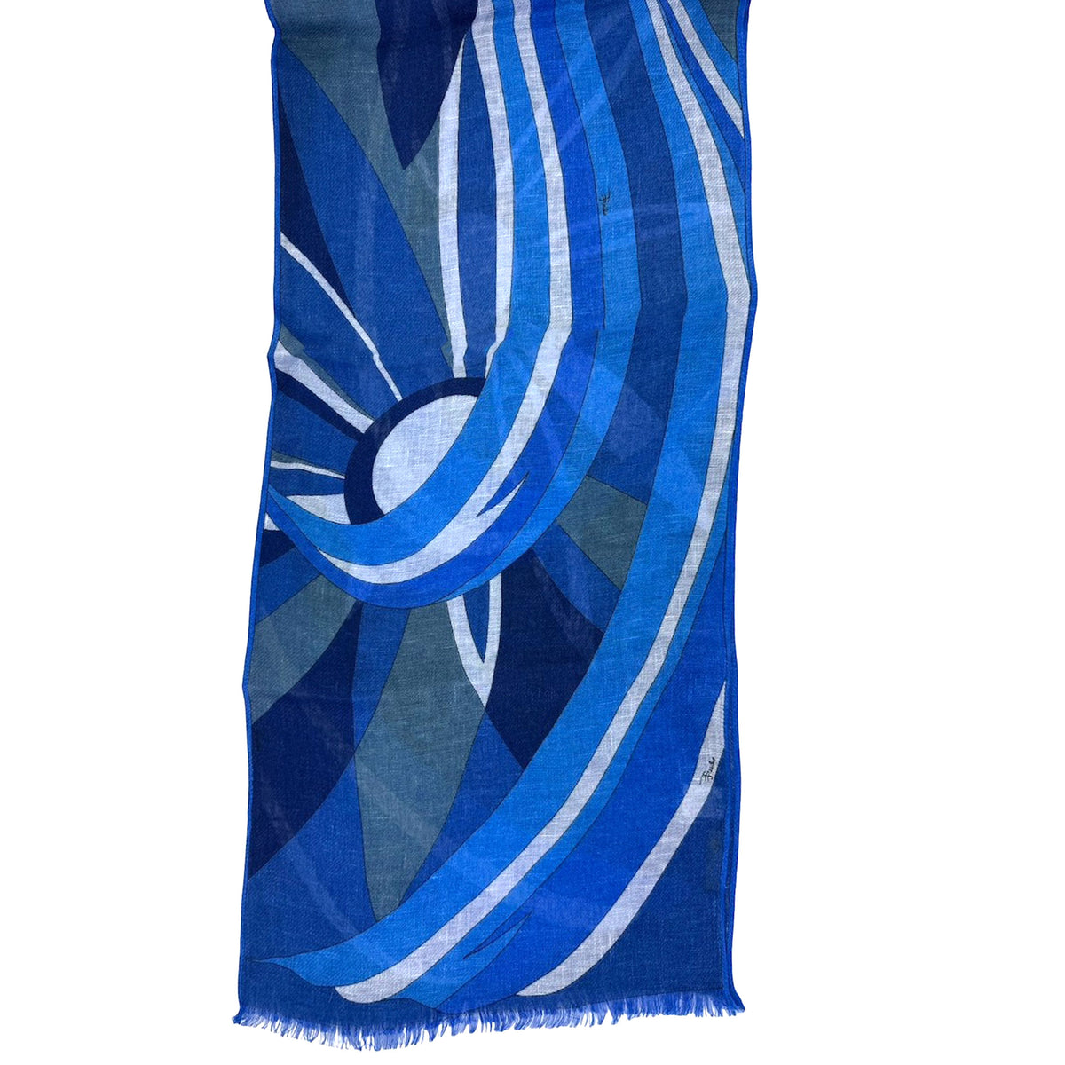 Pucci Scarf Royal Blue Design - Linen Shawl