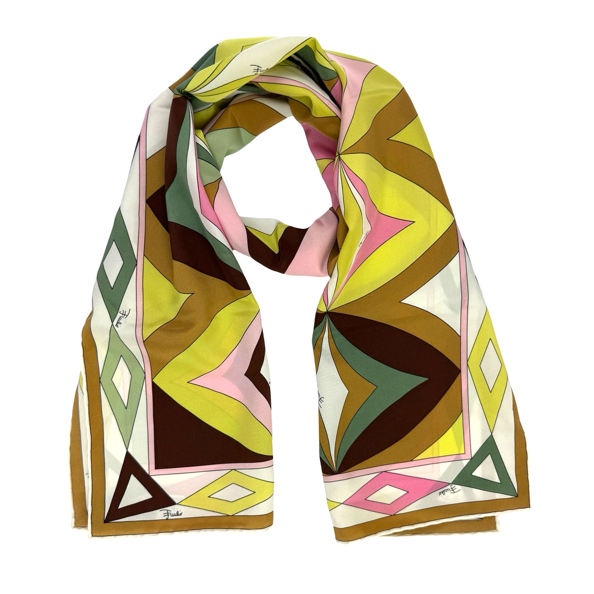 Pucci Scarf Olive Brown - Lightweight Silk Shawl