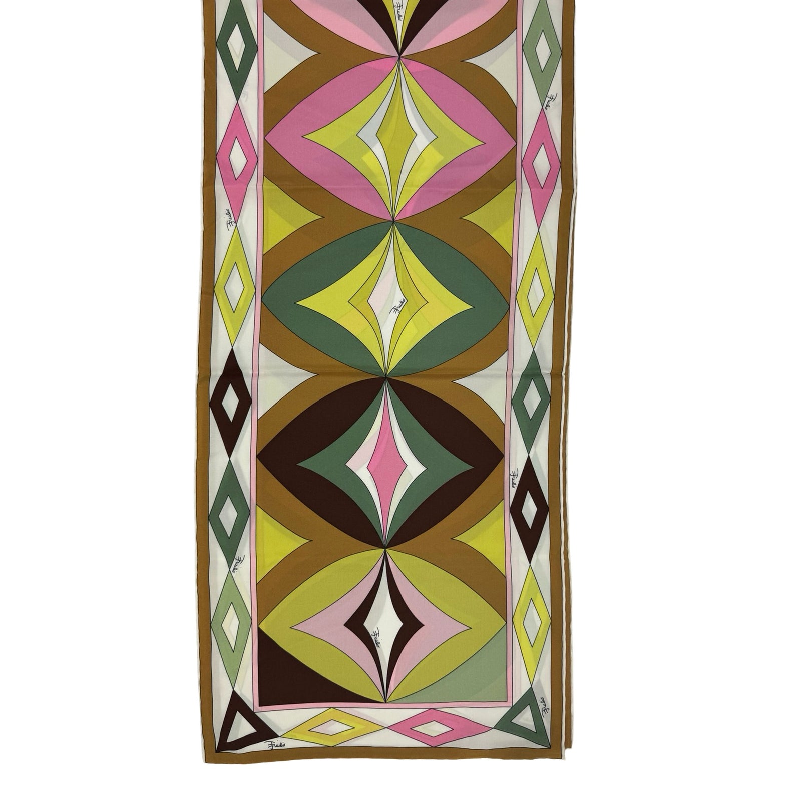 Emilio Pucci Scarf Olive Brown Signature - Lightweight Silk Shawl