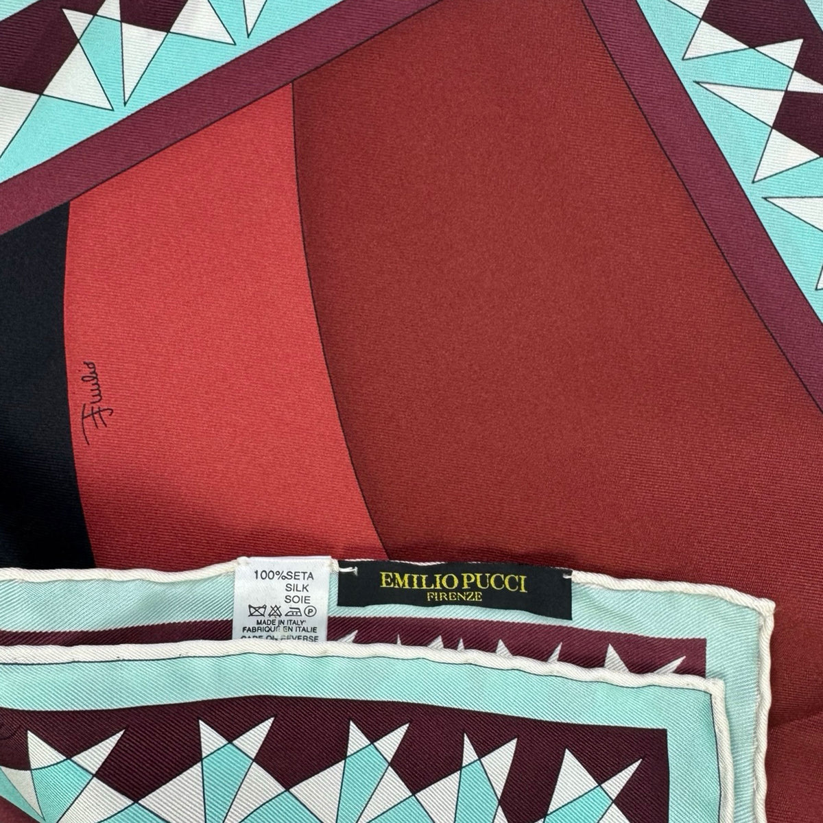 Emilio Pucci Scarf Brown Sky Blue - Twill Silk Square Foulard