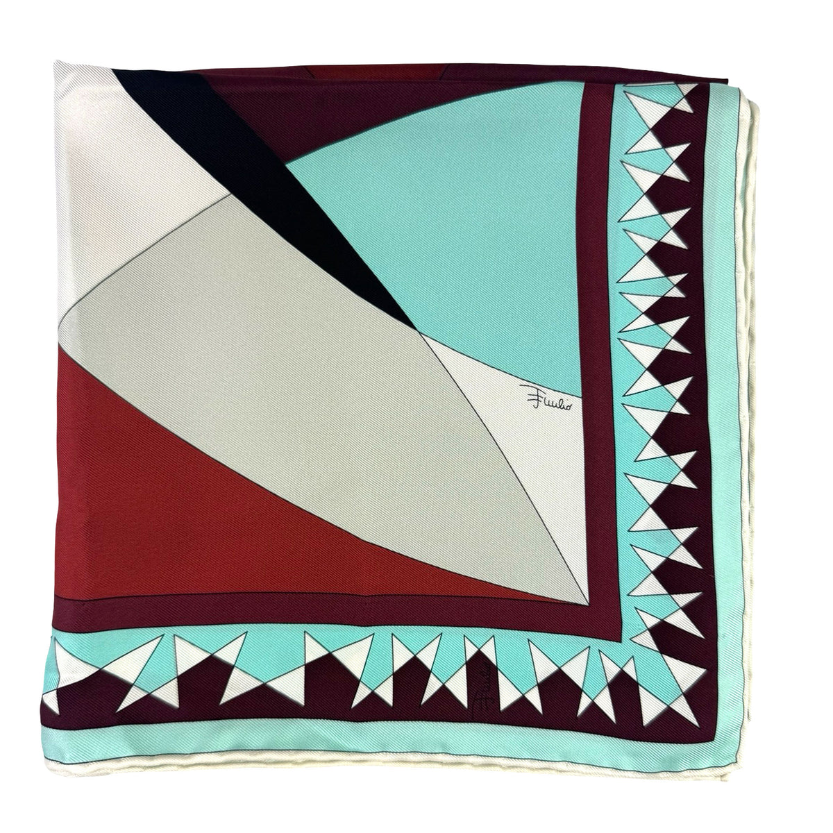 Pucci Scarf Brown Sky Blue - Twill Silk Square Foulard
