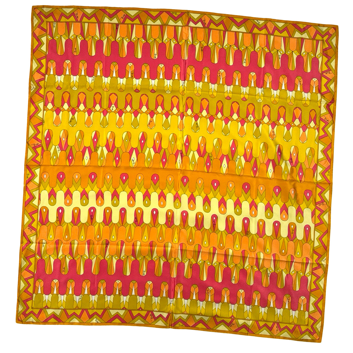 Emilio Pucci Scarf Olive Cranberry Pink - Light Weight Silk Square Scarf