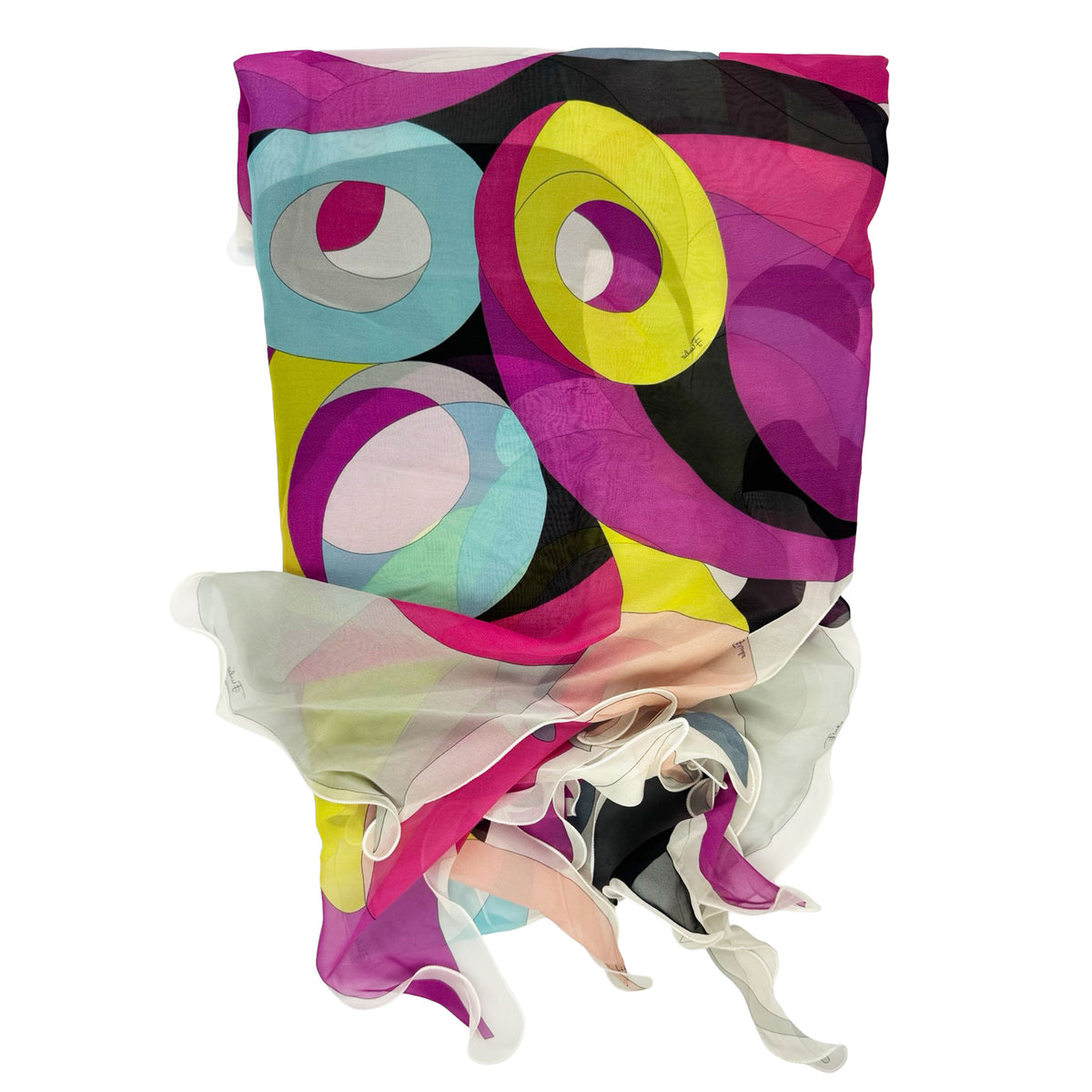 Emilio Pucci Scarf Special Edition Pointed Edge - Extra Large Chiffon Silk Square Shawl