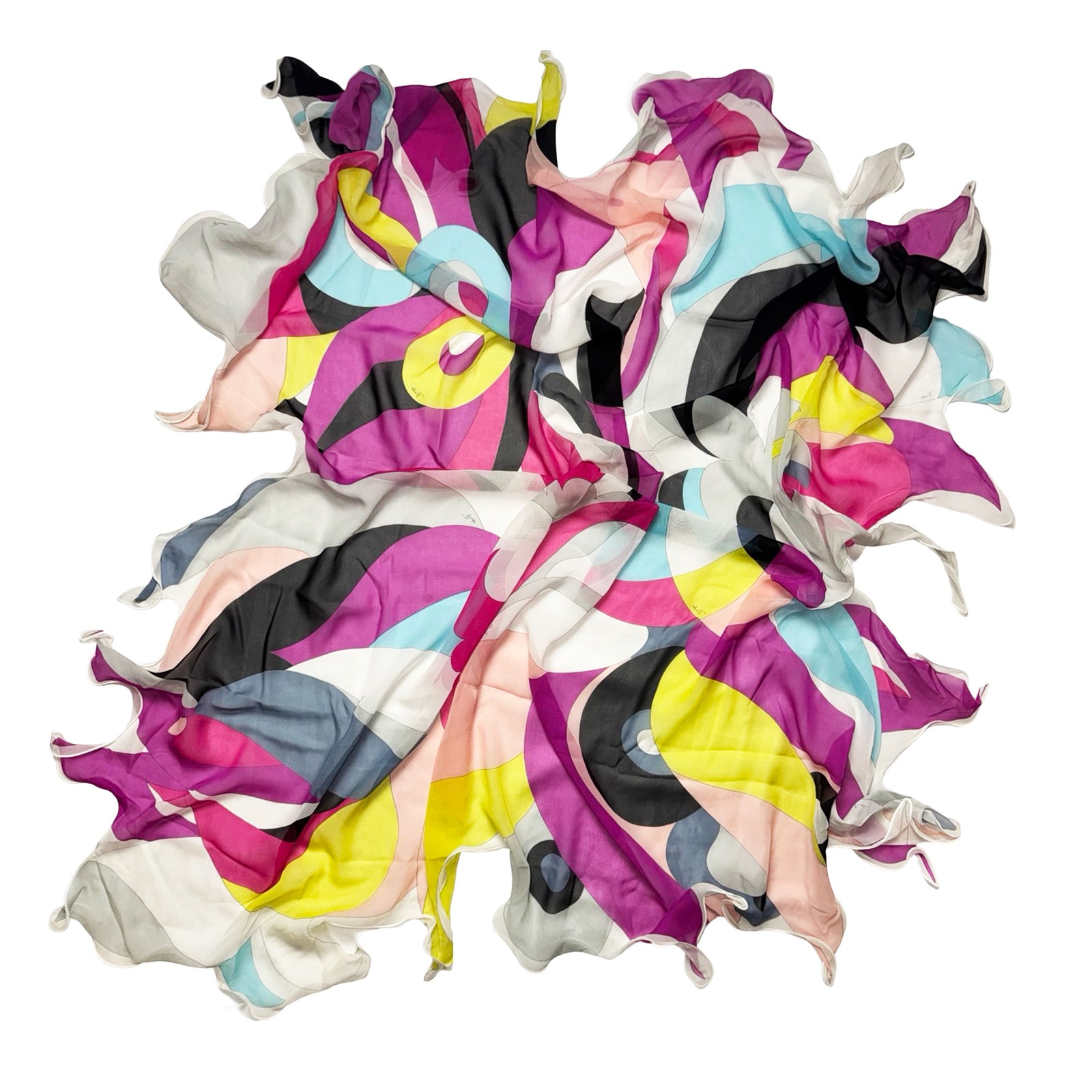 Emilio Pucci Scarf Special Edition Pointed Edge - Extra Large Chiffon Silk Square Shawl