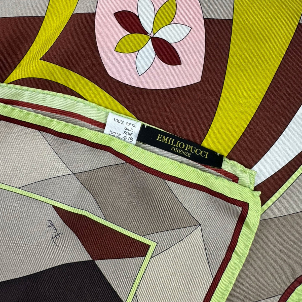 Pucci Scarf Taupe Brown Lime