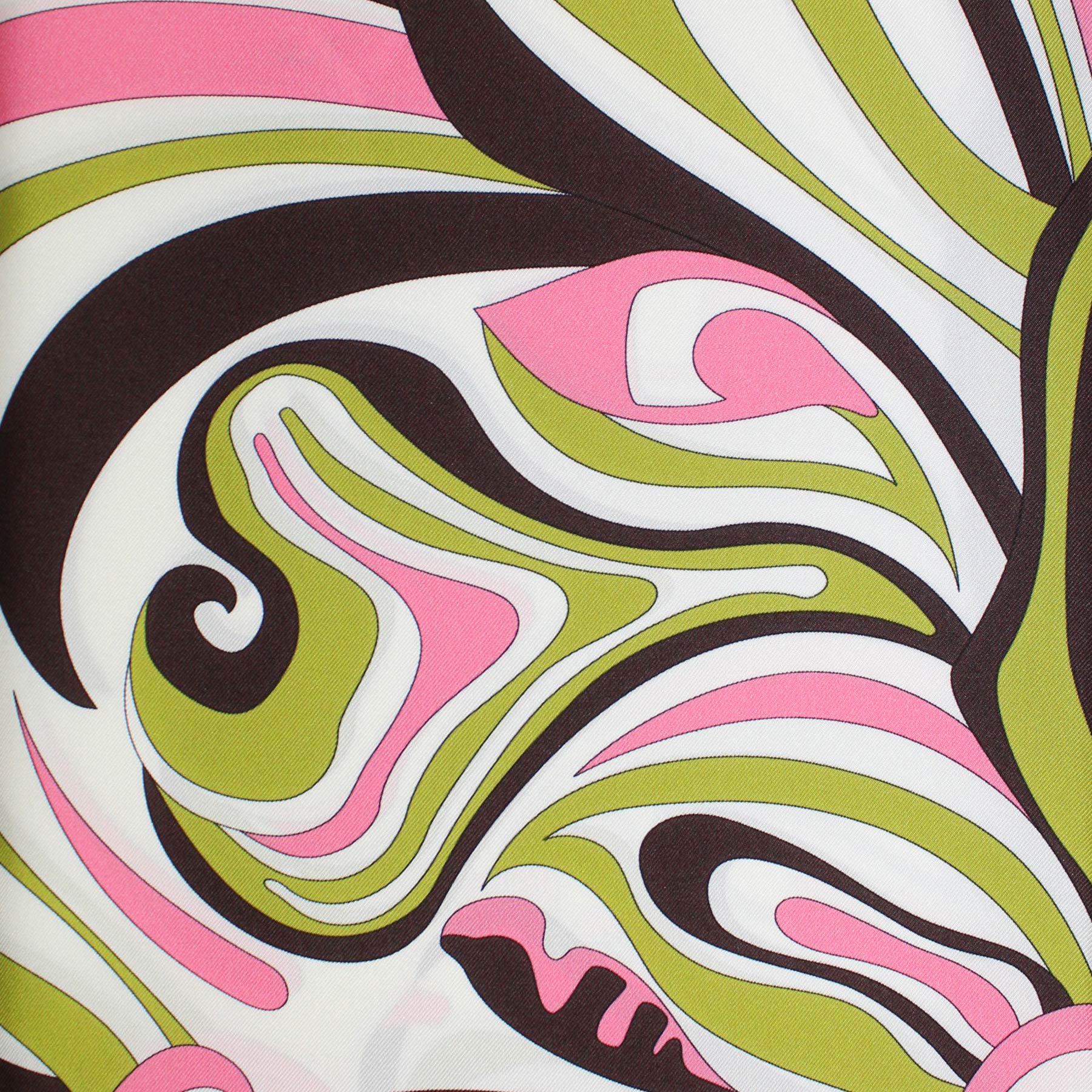 Emilio Pucci Scarf Pink Lime Black Swirl - Twill Silk Square Foulard